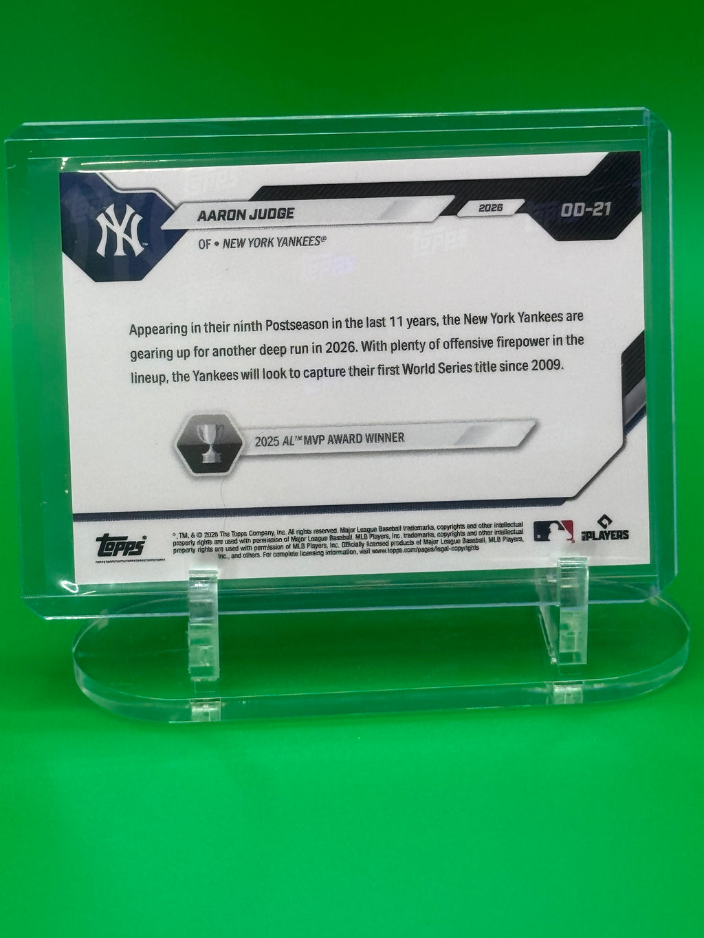 2026 Topps NOW Road to Opening Day Aaron Judge Base Card – New York Yankees