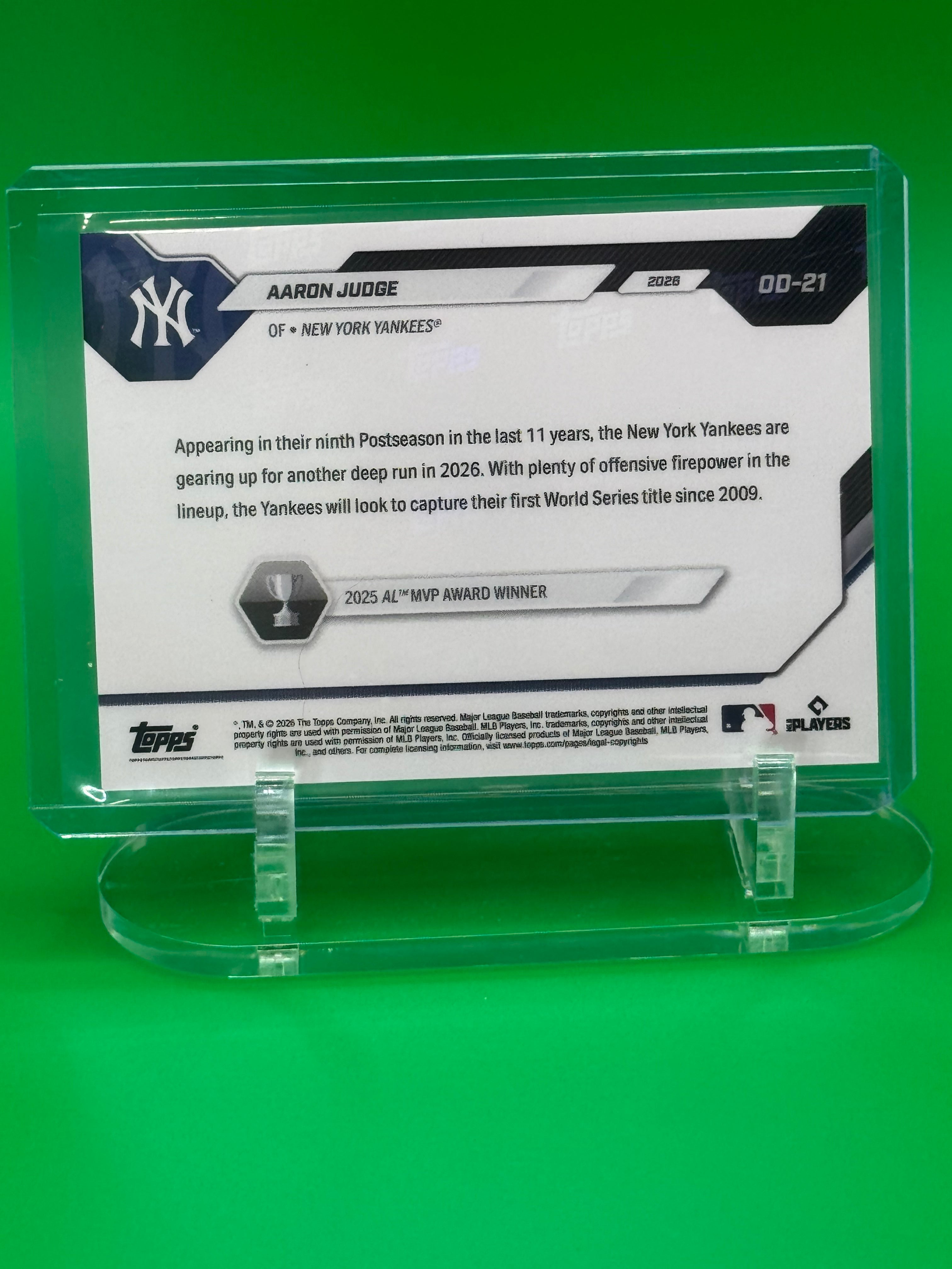2026 Topps NOW Road to Opening Day Aaron Judge Base Card – New York Yankees