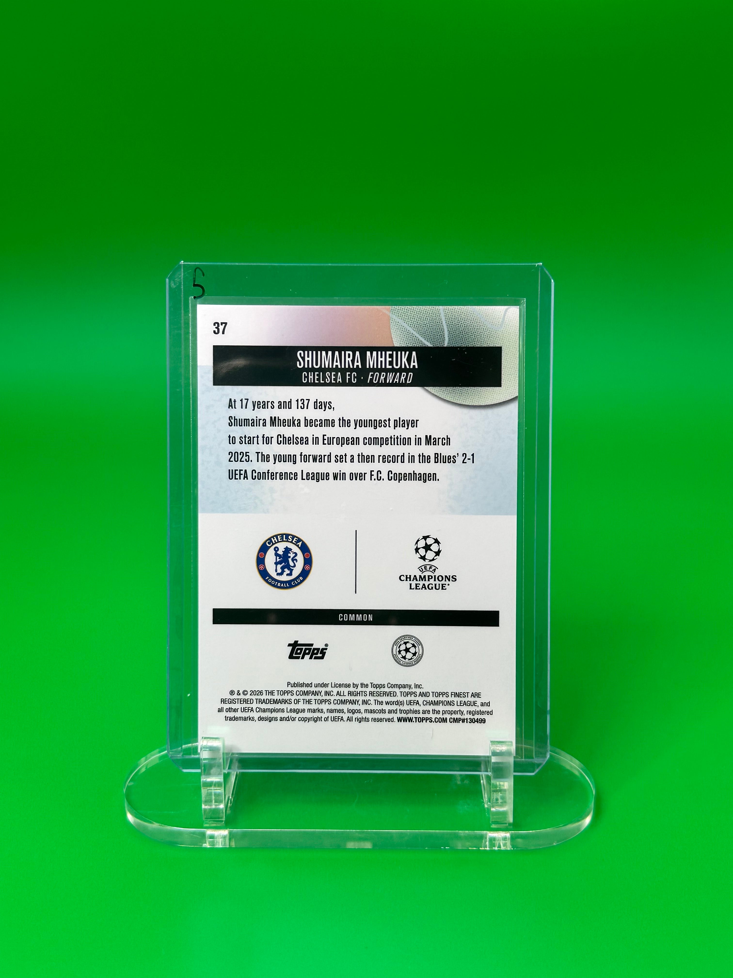 2025-26 Topps Finest UEFA Shumaira Mheuka Rookie X-Fractor