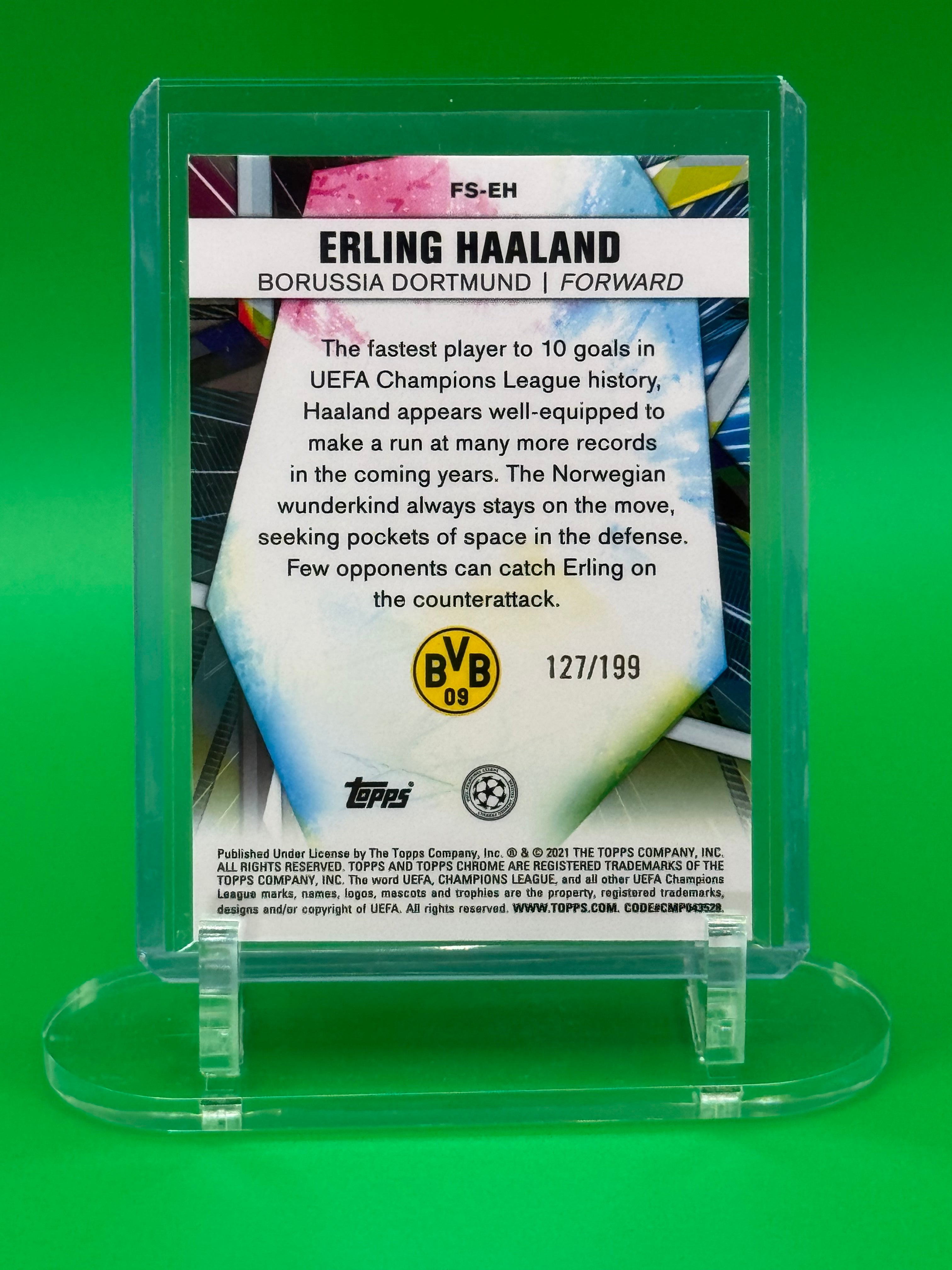 2020-21 Topps Chrome UEFA Champions League Erling Haaland Future Stars Refractor /199 Borussia Dortmund