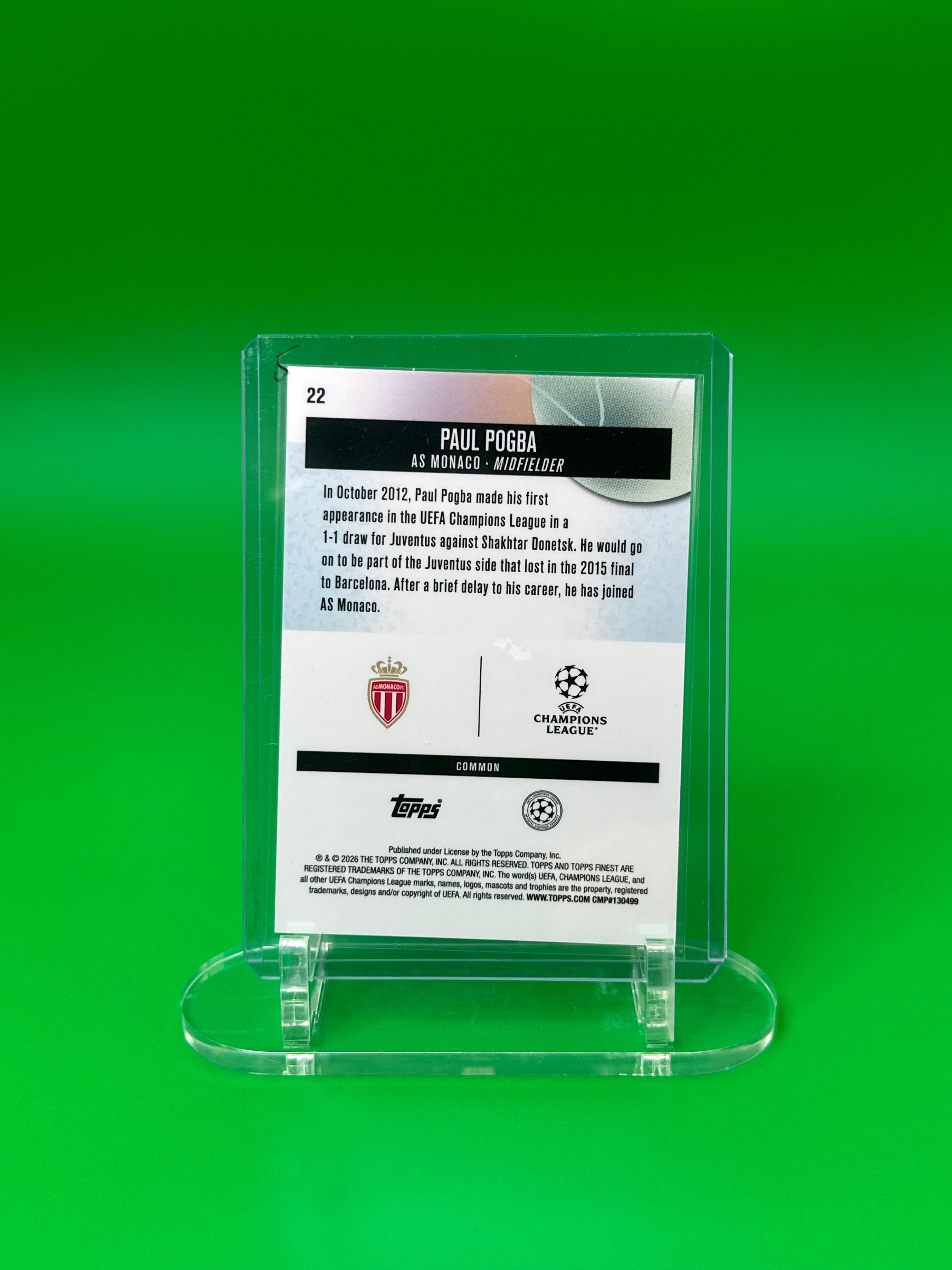 2025-26 Topps Finest UEFA Paul Pogba Common XFractor