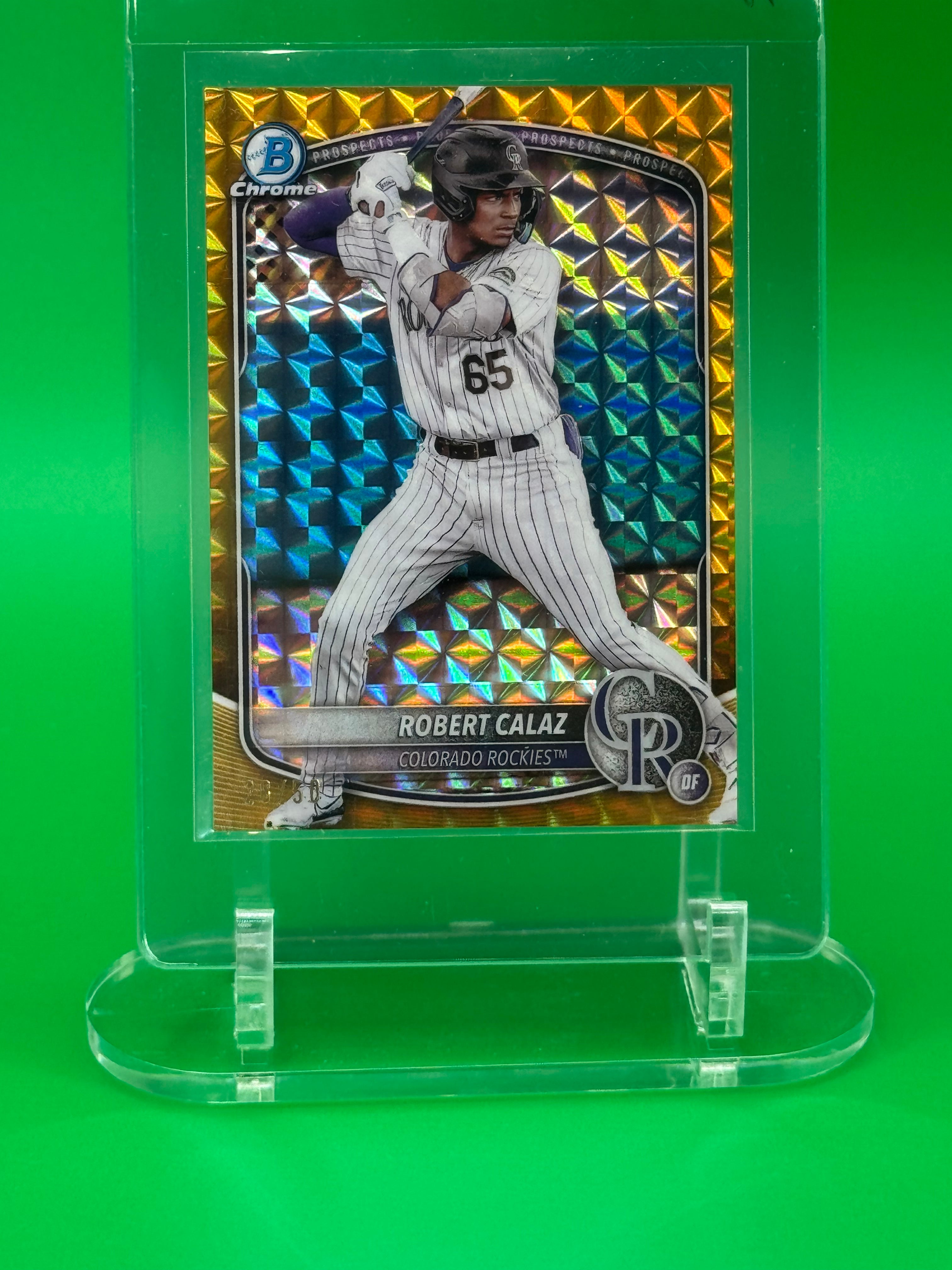 2025 Bowman Chrome ROBERT CALAZ Mojo Refractor /50 Colorado Rockies Prospect