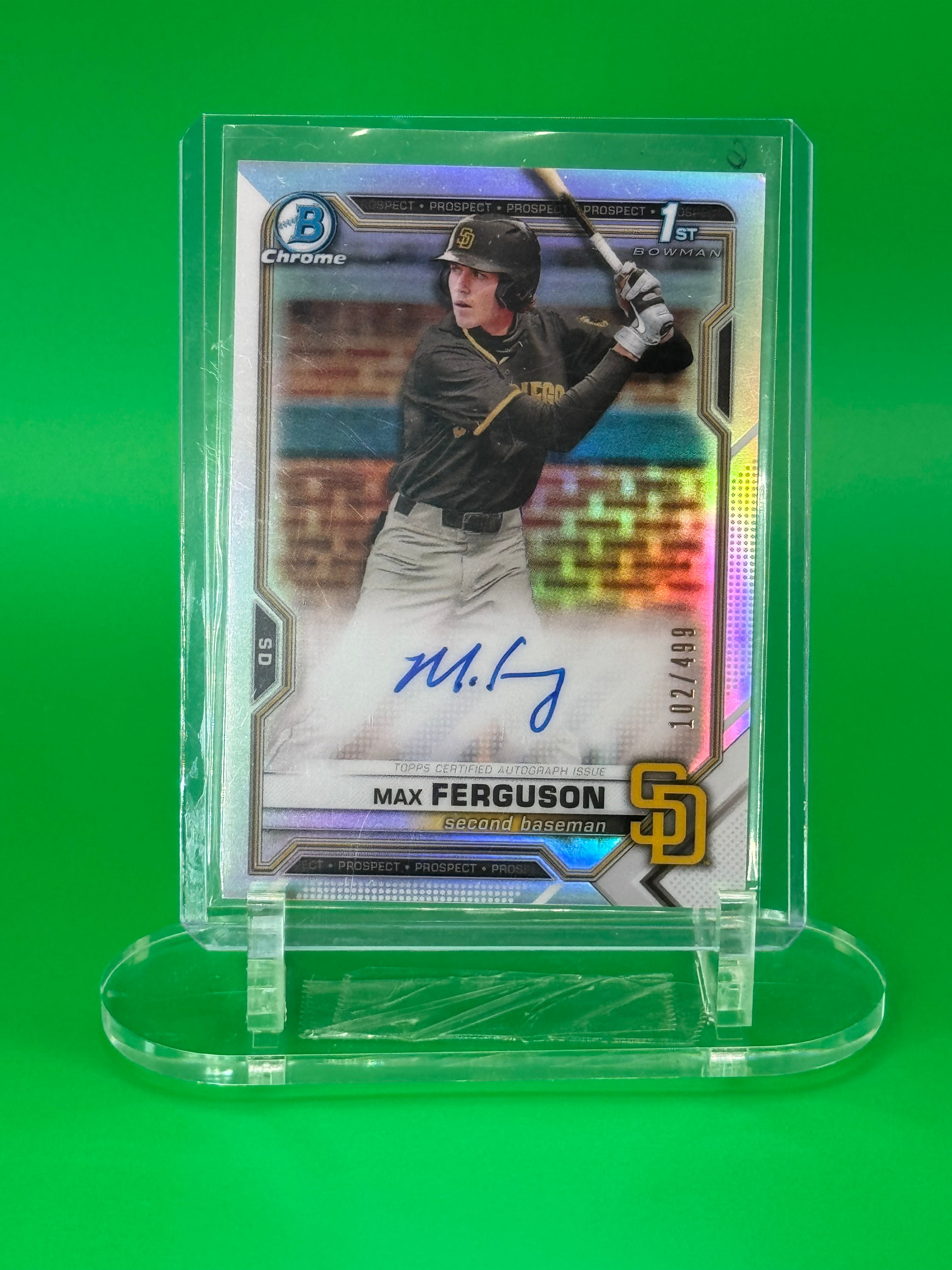 2021 Bowman Chrome 1st MAX FERGUSON Auto Refractor /499 Padres Prospect