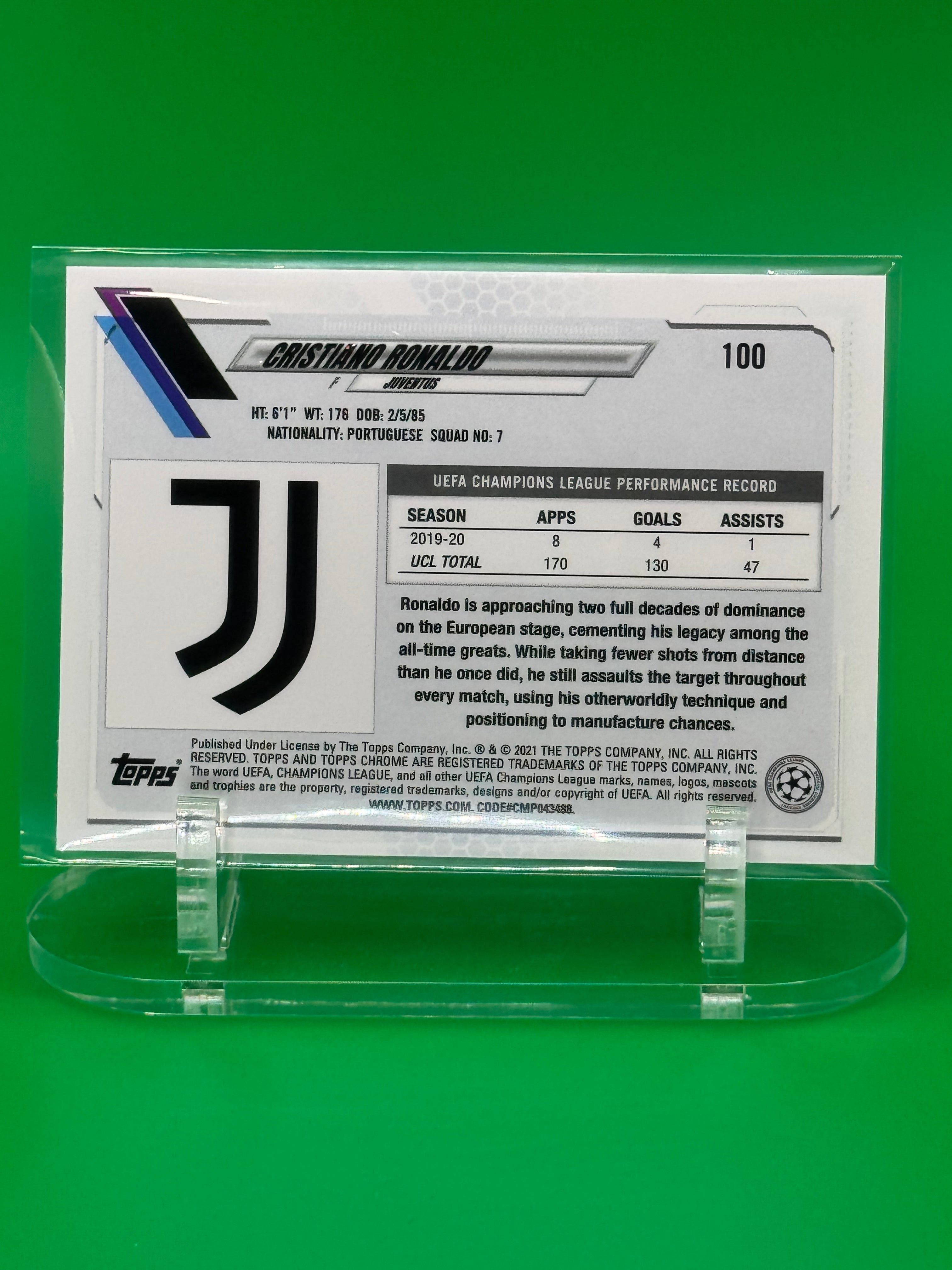 2021 Topps Chrome UEFA Champions League Cristiano Ronaldo Base Card Juventus