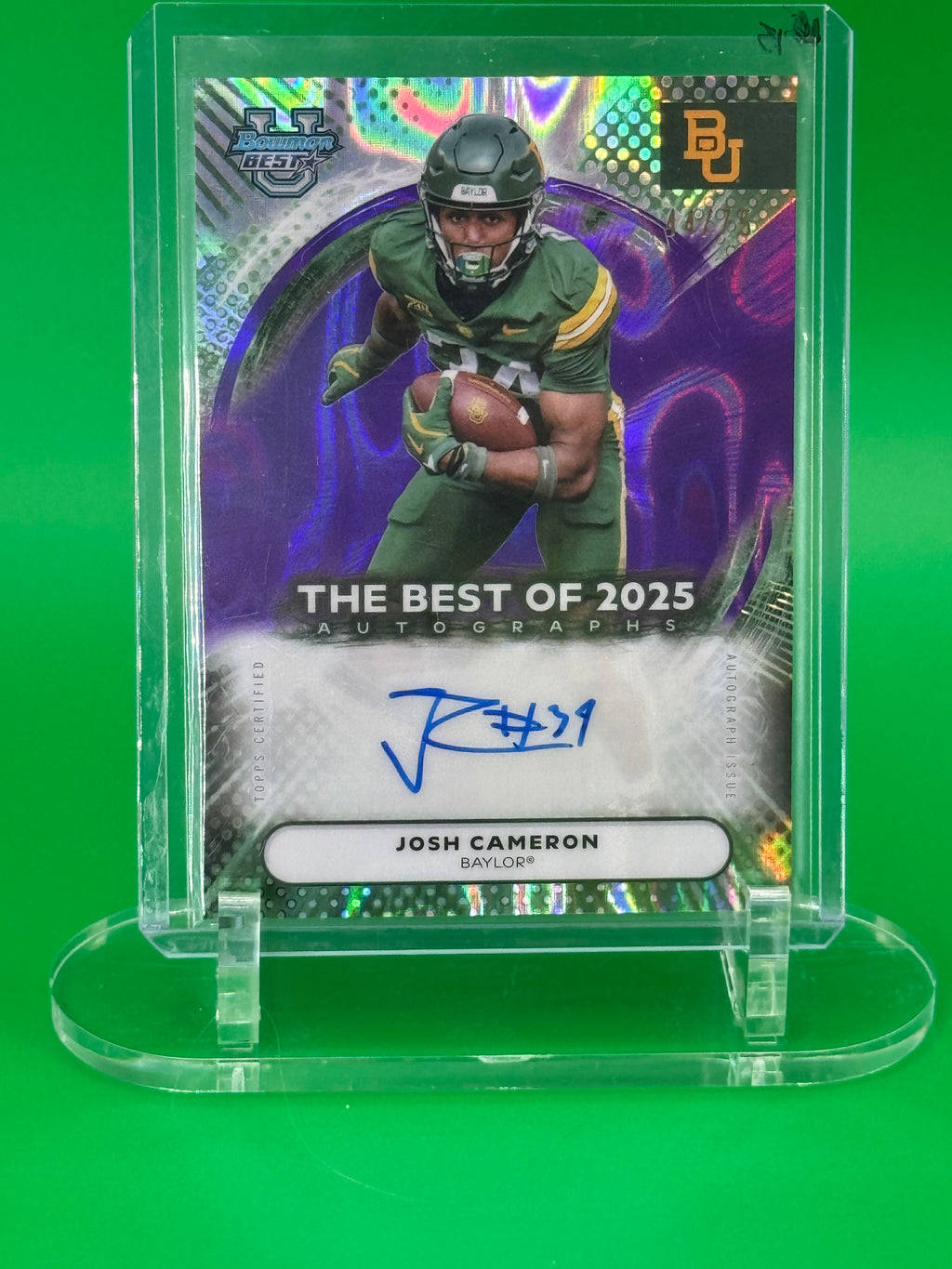 2025 Bowman Best U Josh Cameron Purple Refractor Auto 44/75 Baylor Bears