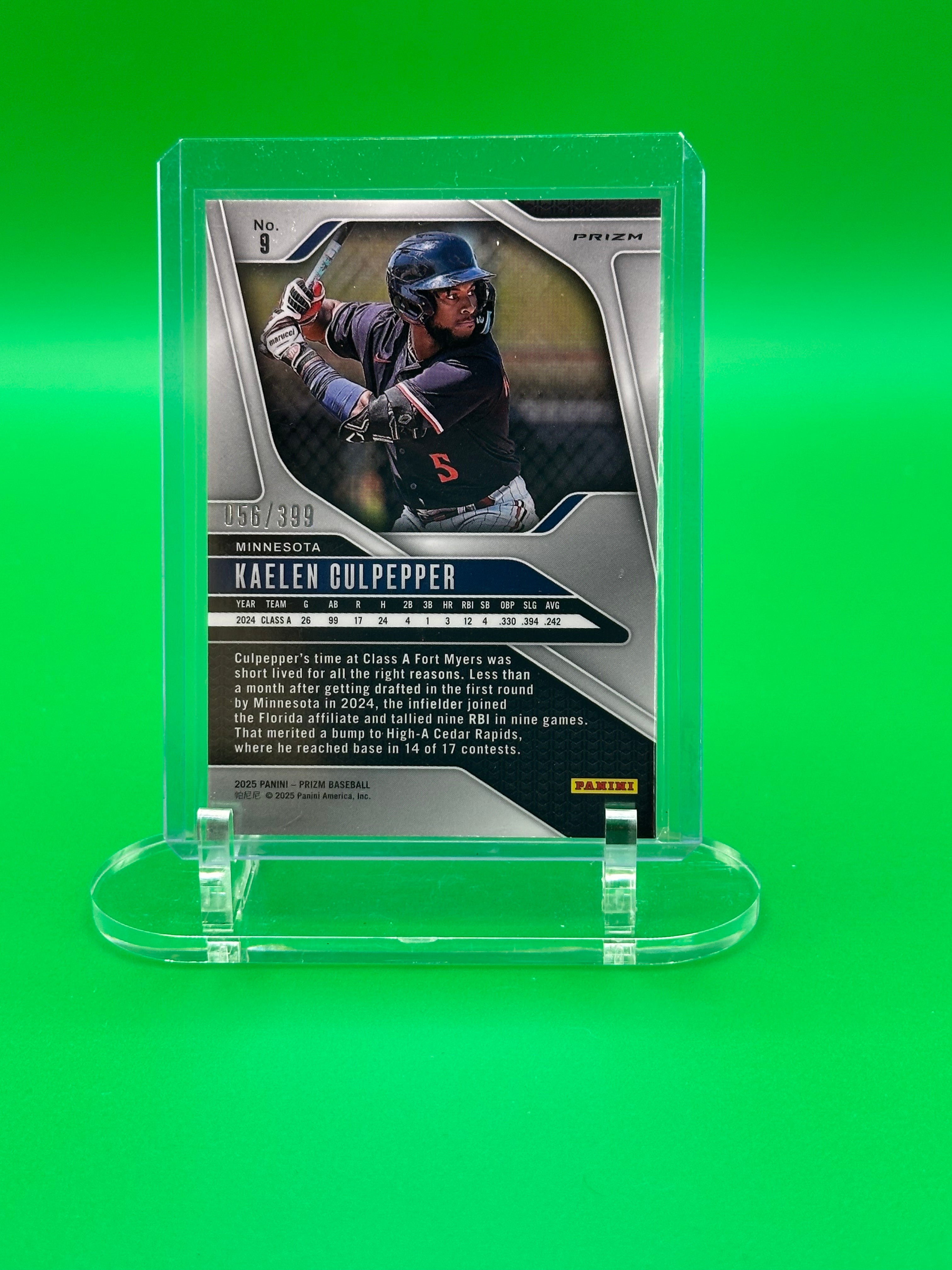 Kaelen Culpepper 2025 Panini Prizm Orange Pulsar #56/399 Baseball Card