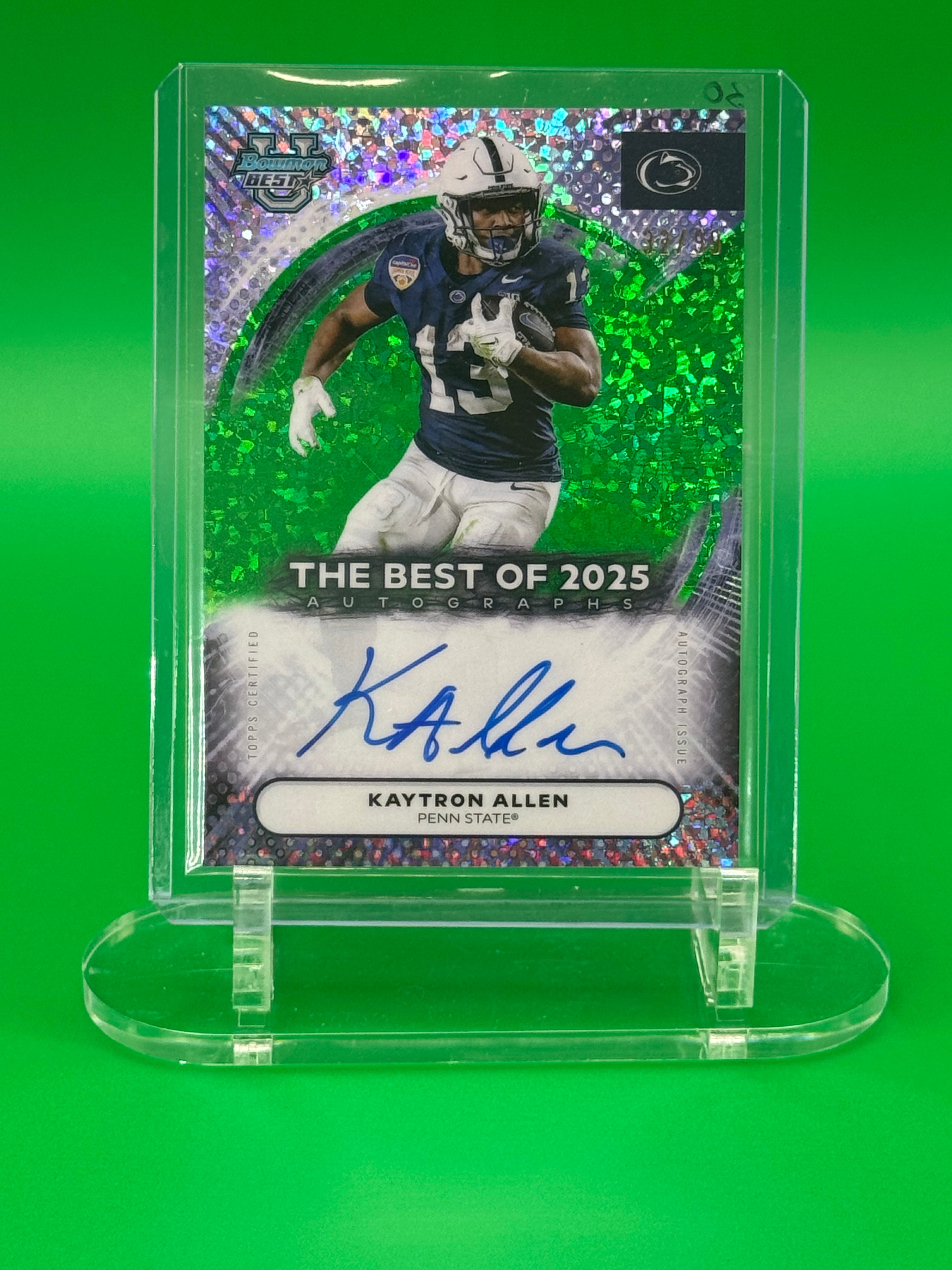 2025 Bowman Best U KAYTRON ALLEN Auto Green Refractor /99 Penn State Autograph
