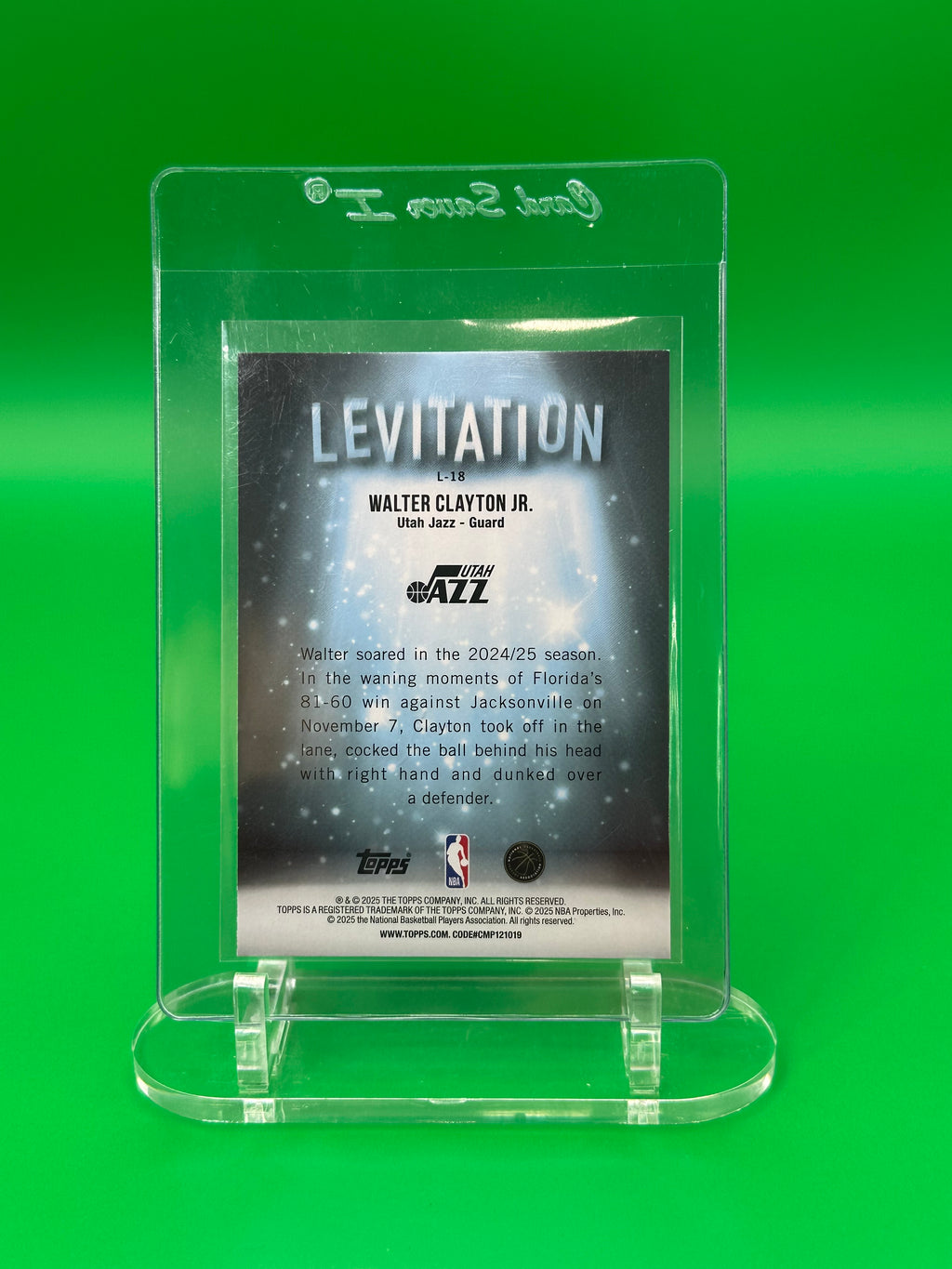 2025 Topps Walter Clayton Jr Levitation Green Refractor RC #53/99