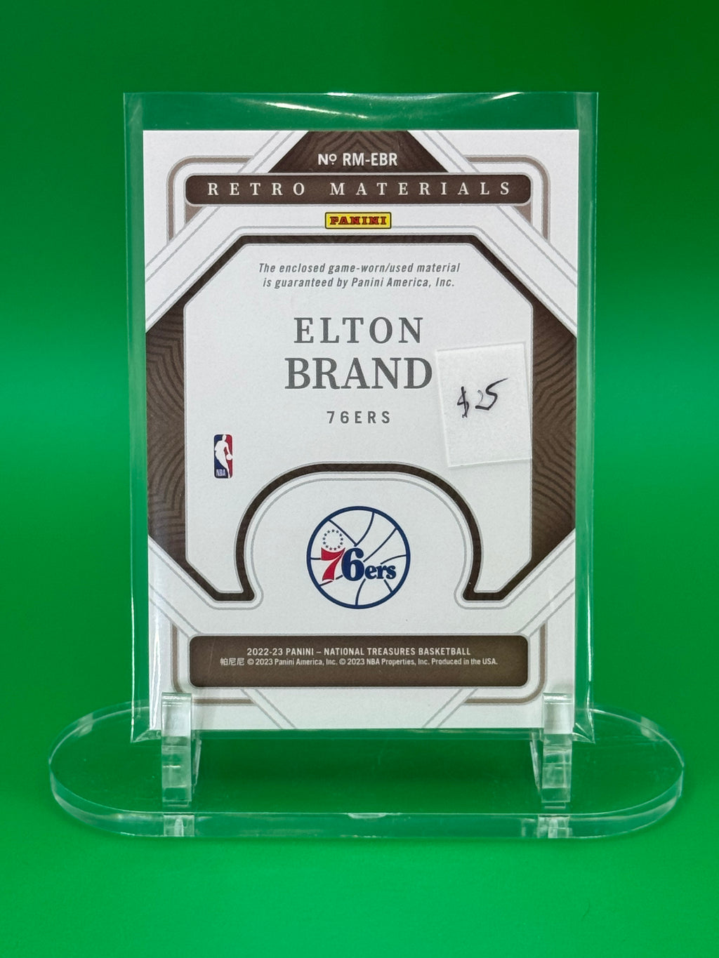 2022-23 Panini National Treasures Elton Brand Retro Materials Patch 20/25 Philadelphia 76ers