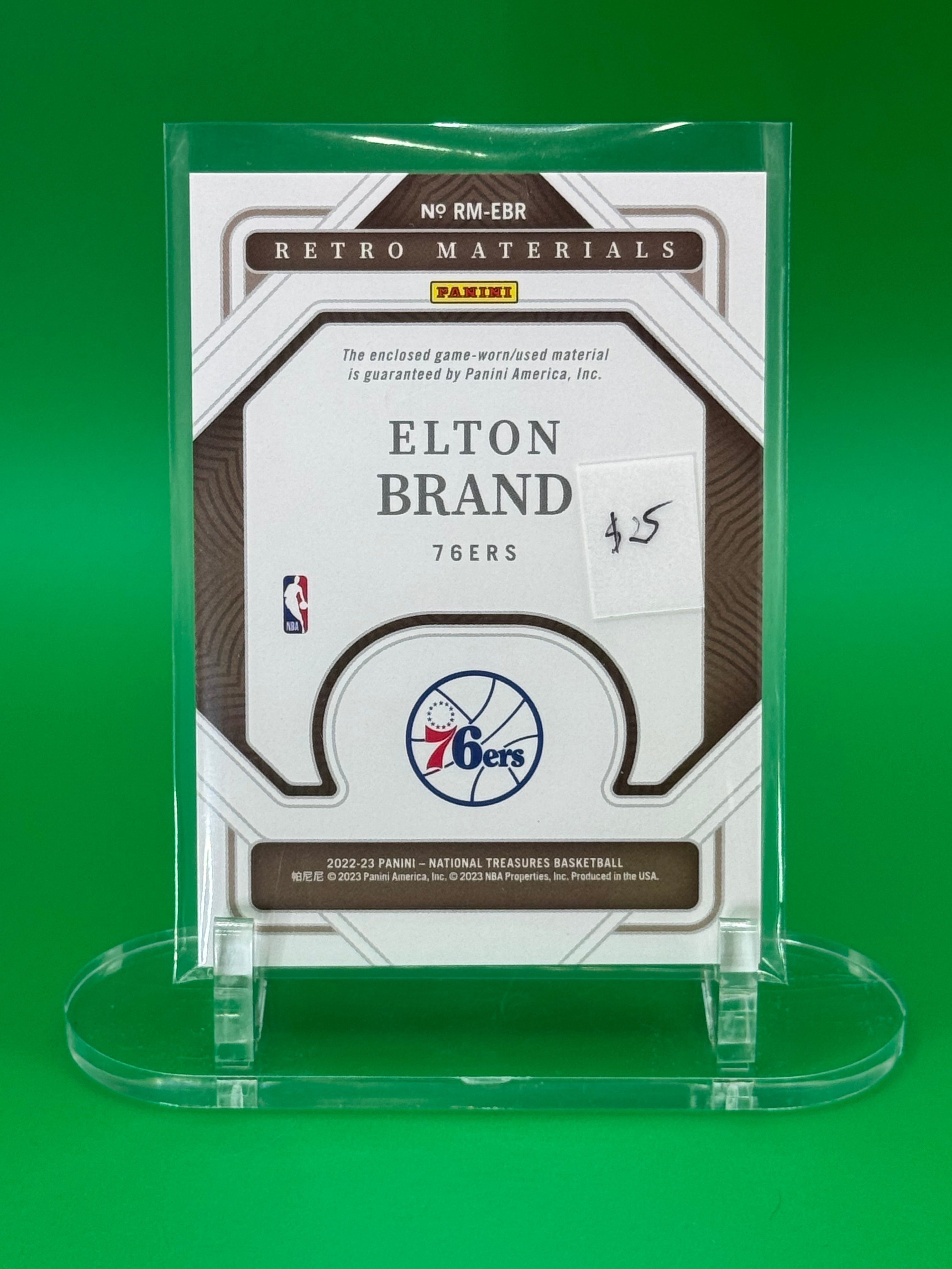 2022-23 Panini National Treasures Elton Brand Retro Materials Patch 20/25 Philadelphia 76ers