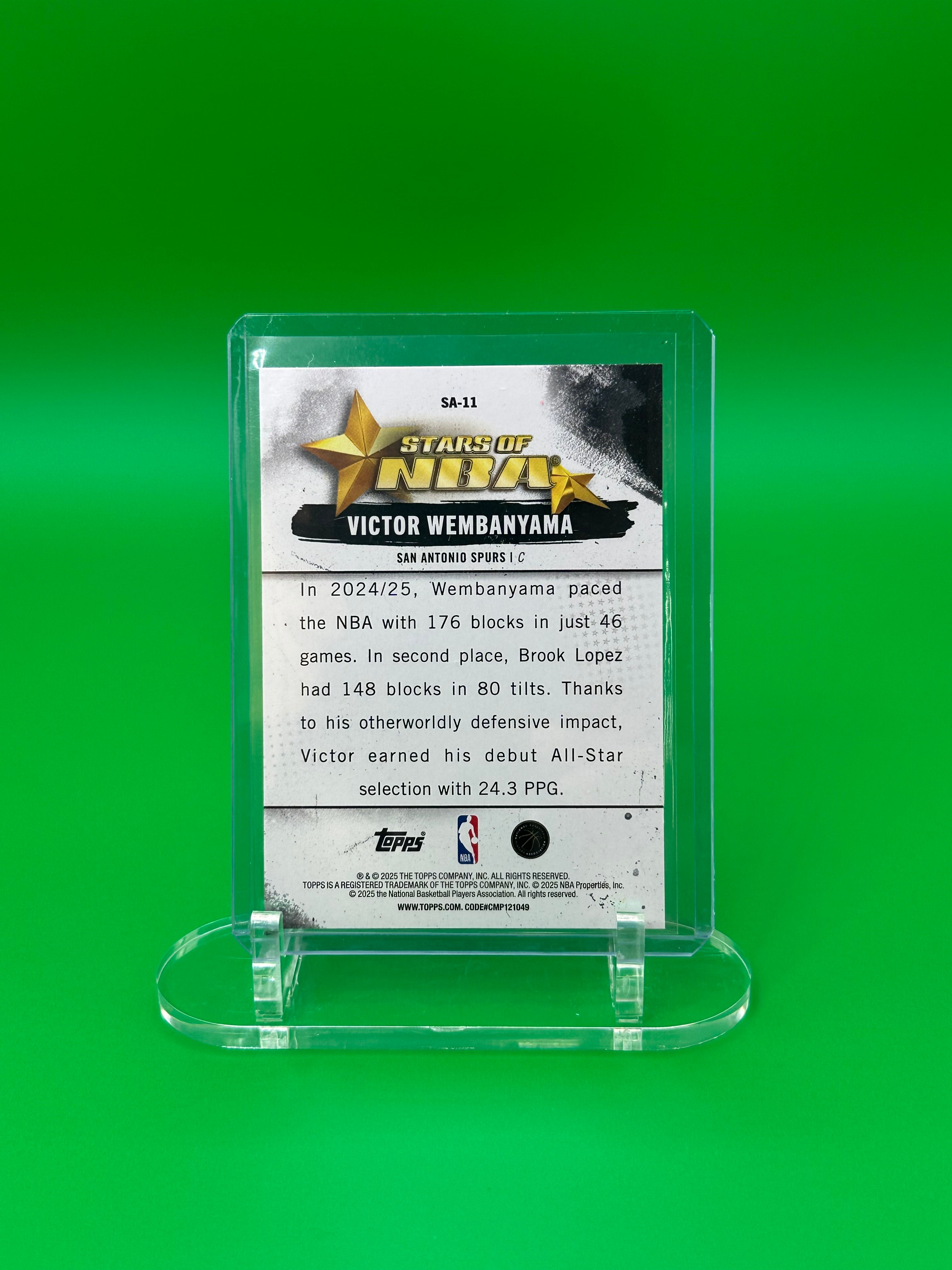 2025 Topps Victor Wembanyama Gold Stars Insert San Antonio Spurs
