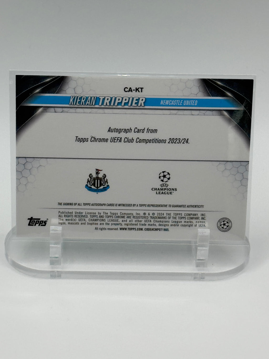 2024 Topps Chrome⚽ Kieran Trippier UEFA Auto Newcastle United Green Refractor