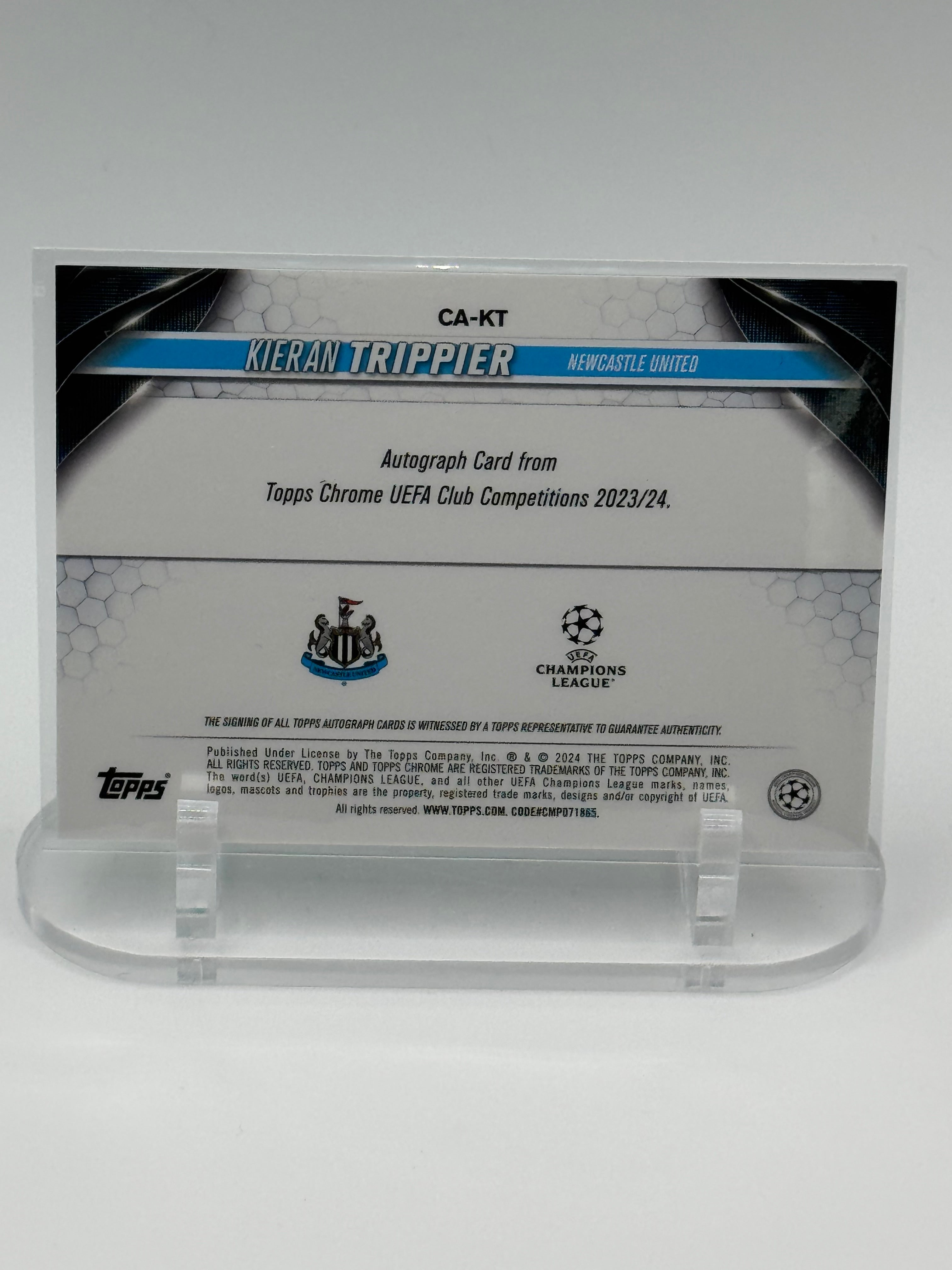 2024 Topps Chrome⚽ Kieran Trippier UEFA Auto Newcastle United Green Refractor