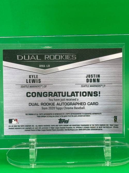 2020 Topps Chrome Dual Rookies Kyle Lewis Justin Dunn Dual Auto #3/25 Seattle Mariners