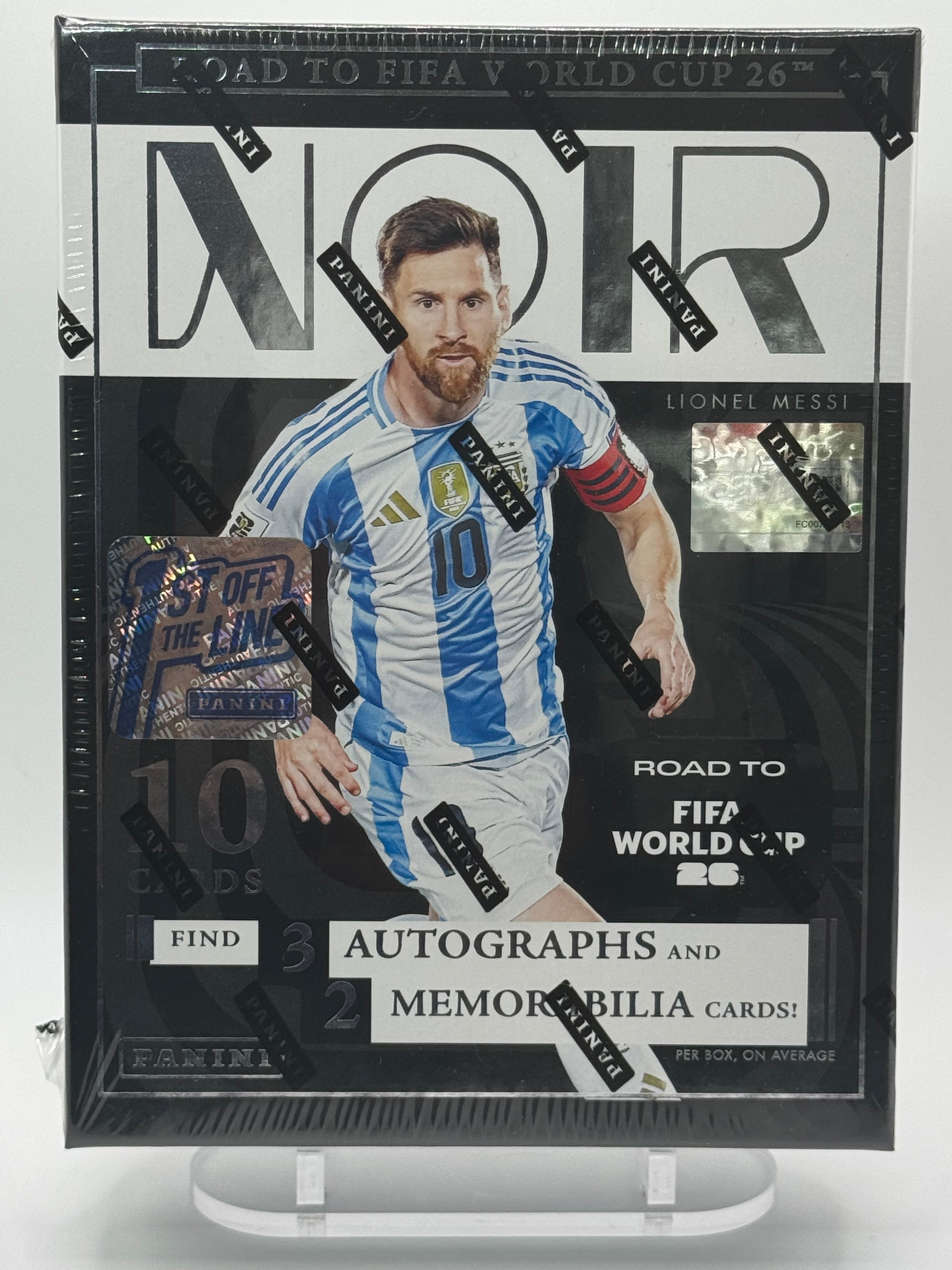 2025-26 Panini Noir Road to FIFA World Cup 26 Soccer FOTL Sealed Hobby Box 10 Cards – 3 Autos / 2 Memorabilia