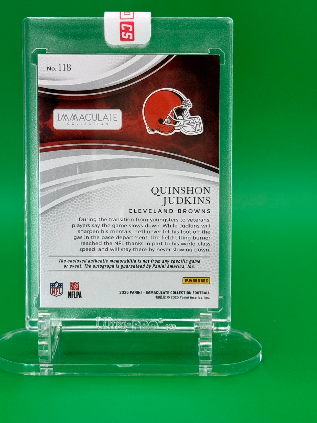 2025 Panini Immaculate Collection Quinshon Judkins Rookie Patch Auto #11/25