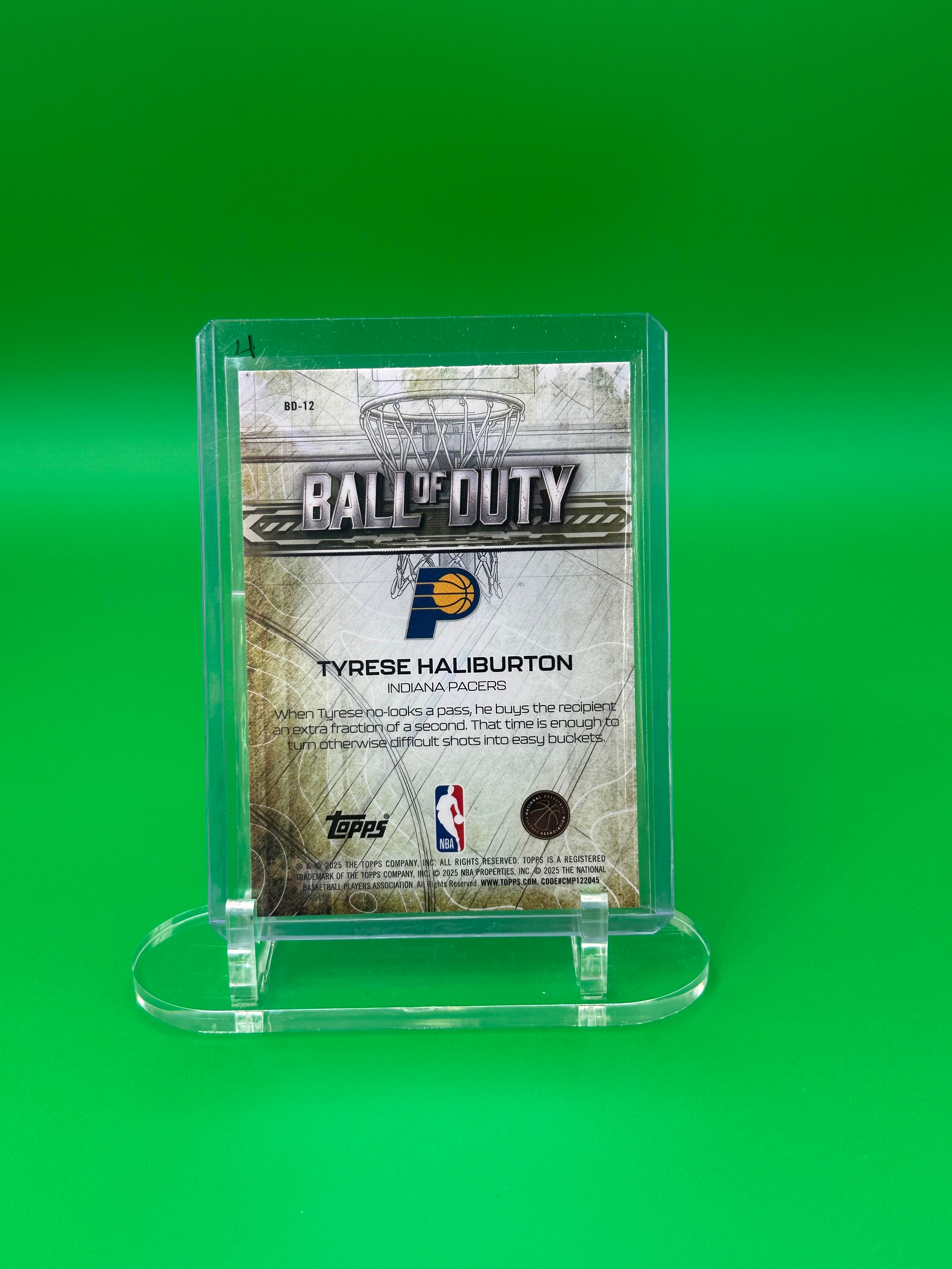 2025 Topps Chrome Tyrese Haliburton Ball of Duty Insert Indiana Pacers