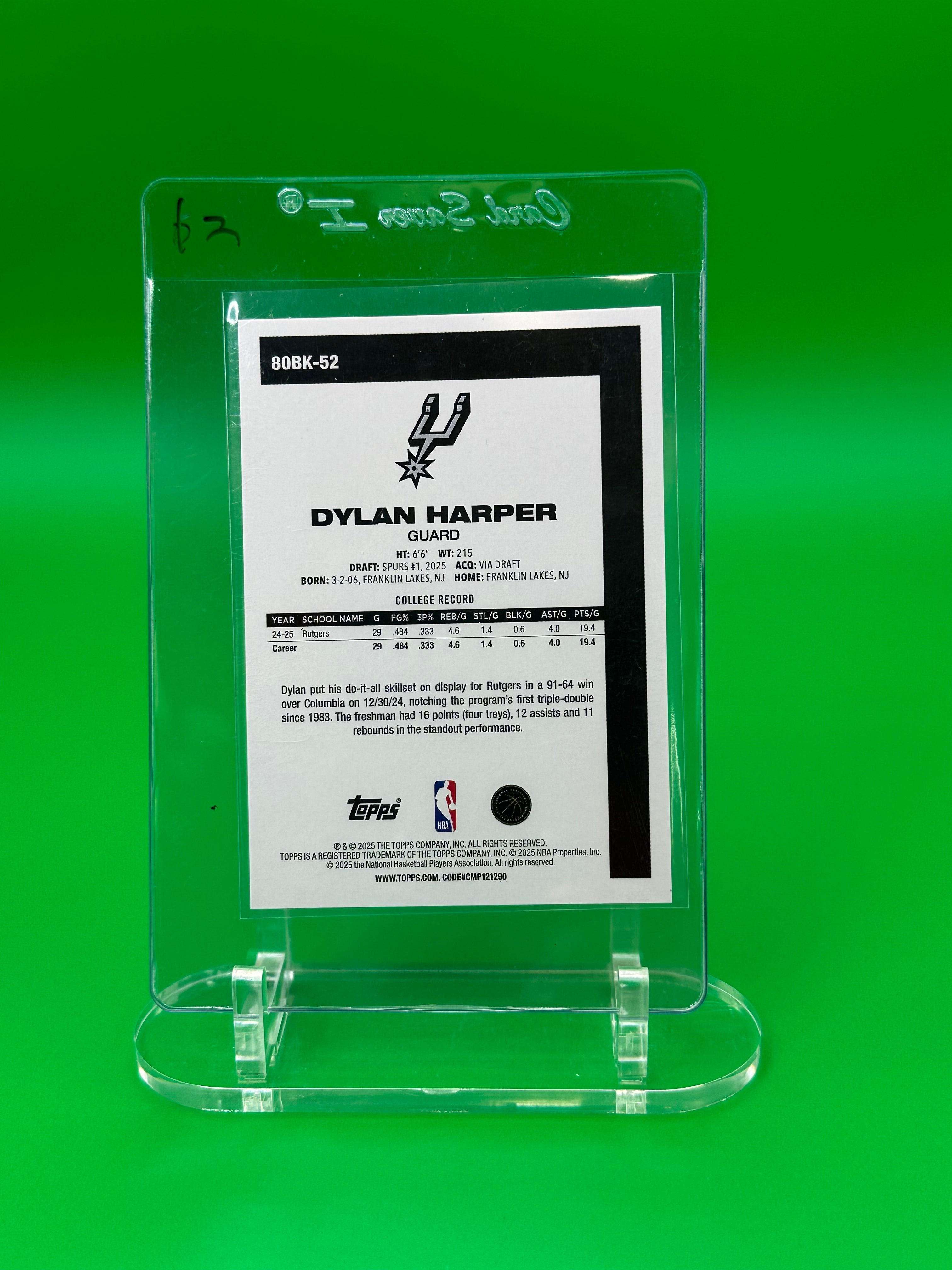 2025 Topps Dylan Harper 45th Anniversary Rookie RC San Antonio Spurs