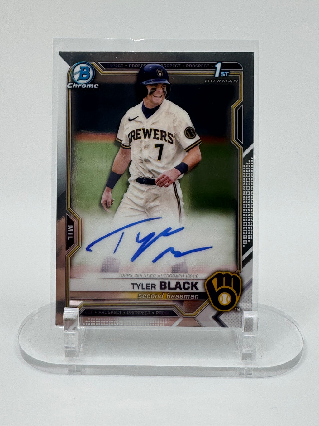 2021 Tyler Black Bowman Chrome- 1st Bowman Auto Milwaukee Brewers