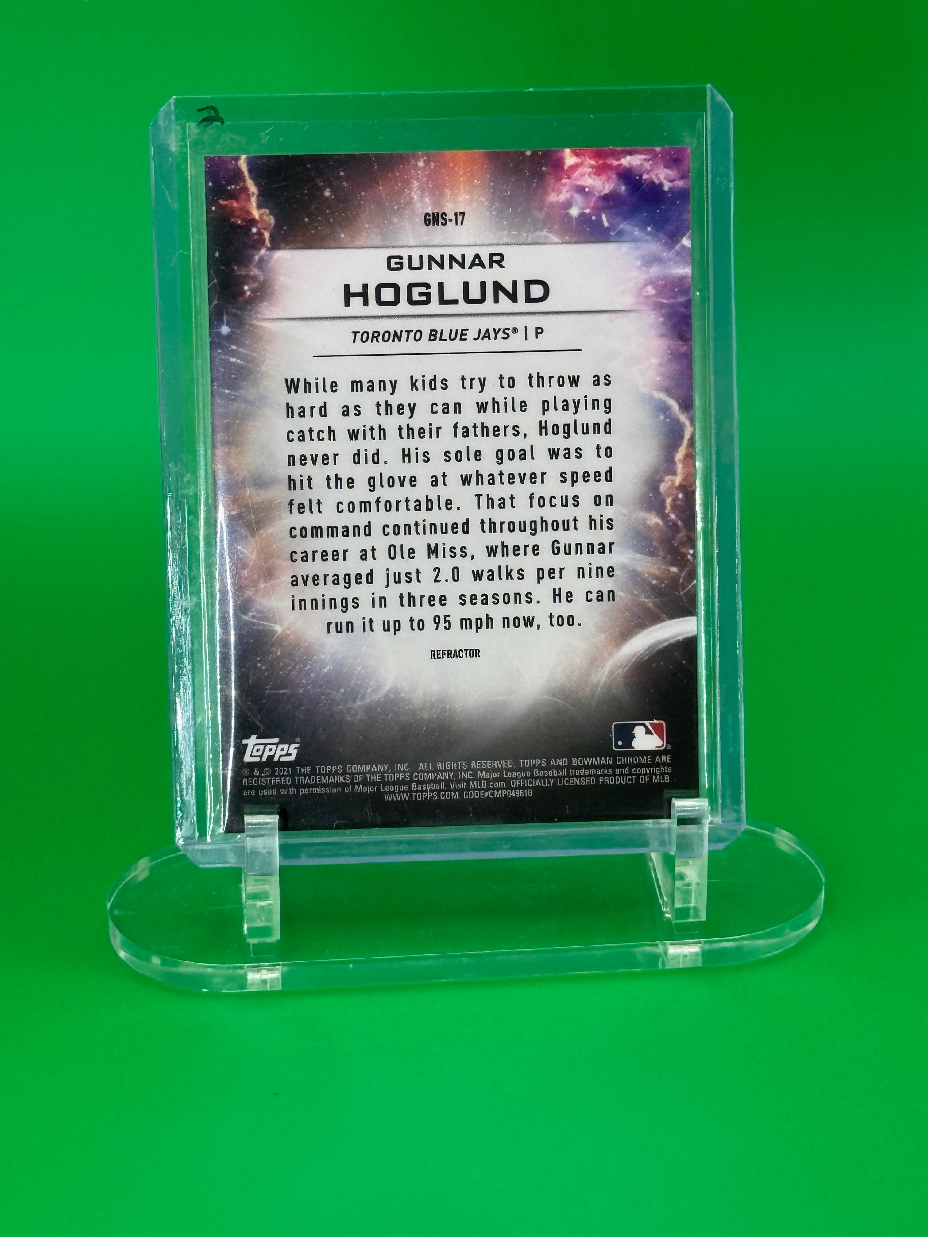 2021 Bowman Chrome Genesis GUNNAR HOGLUND /250 Toronto Blue Jays Prospect Refractor