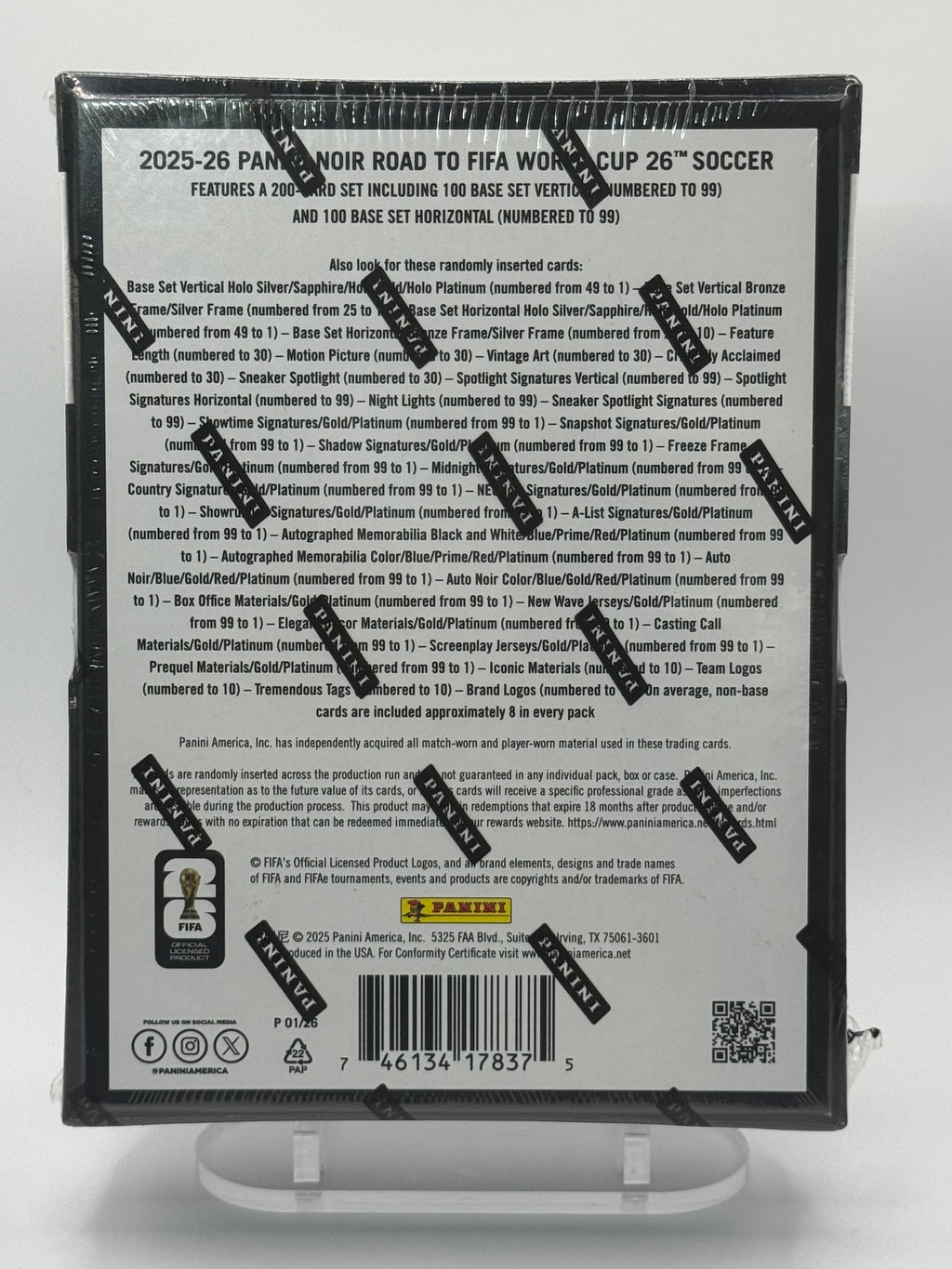2025-26 Panini Noir Road to FIFA World Cup 26 Soccer FOTL Sealed Hobby Box 10 Cards – 3 Autos / 2 Memorabilia