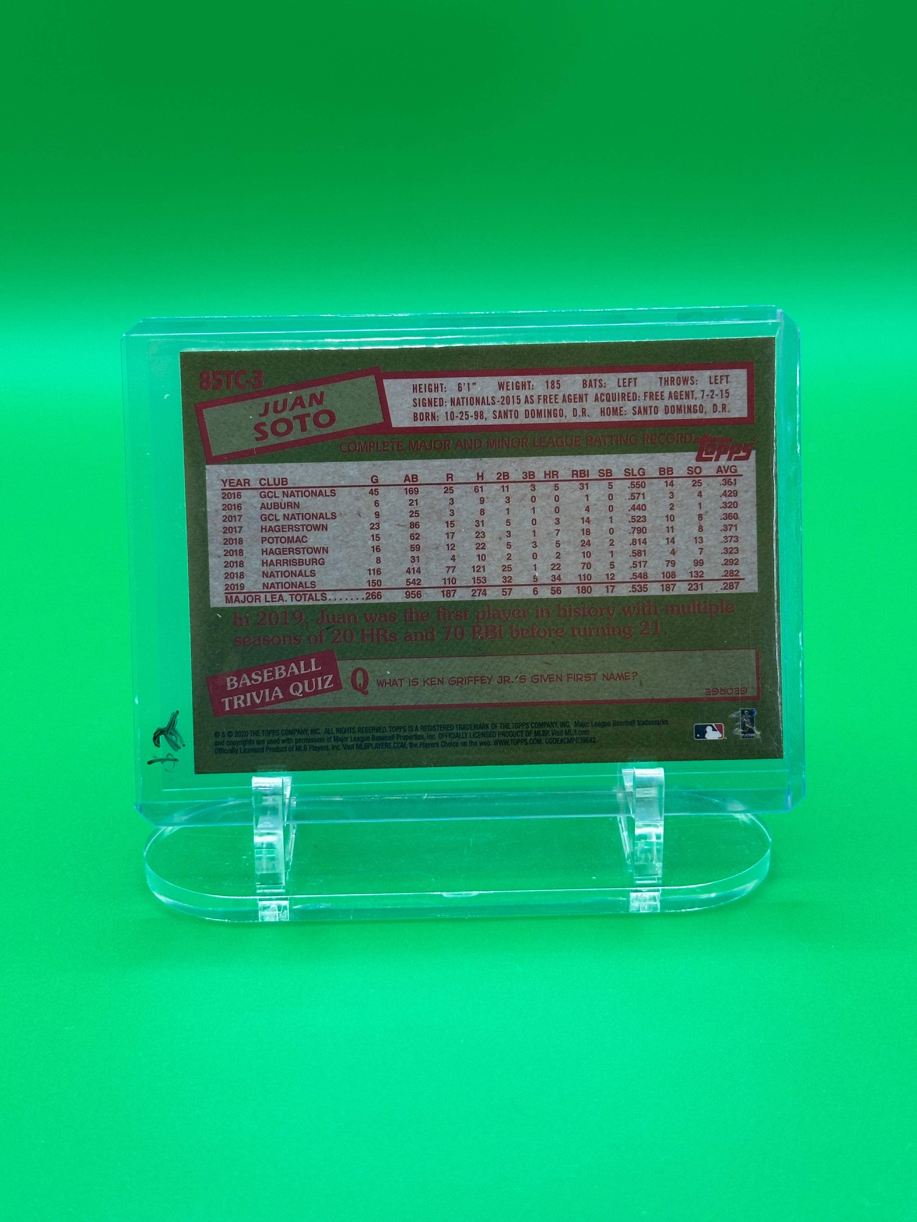 Juan Soto 2020 Topps 35th Anniversary Refractor Baseball Card