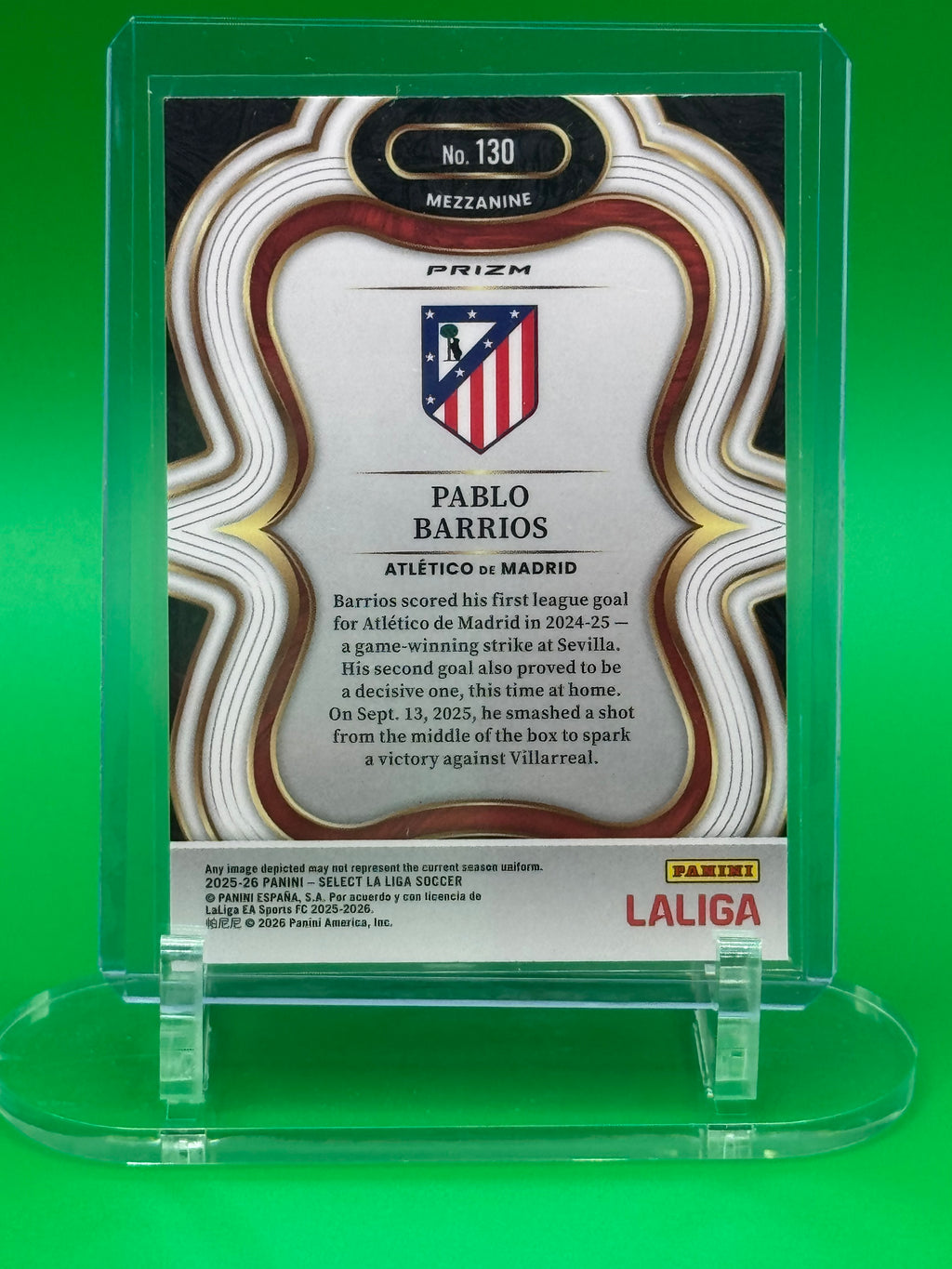 2025-26 Panini Select La Liga White Sparkle-Limited Release  PABLO BARRIOS Mezzanine Atlético Madrid