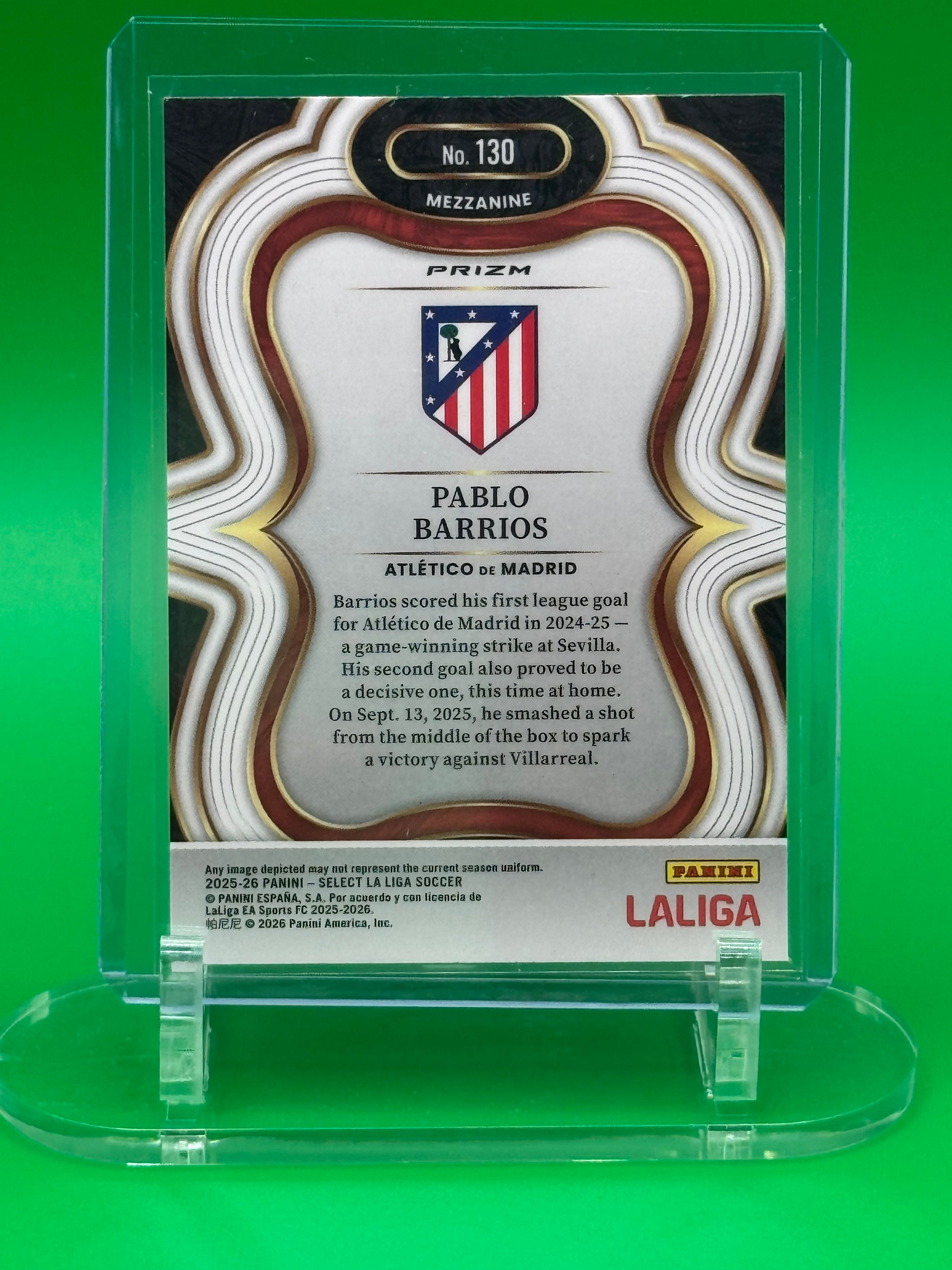 2025-26 Panini Select La Liga White Sparkle-Limited Release  PABLO BARRIOS Mezzanine Atlético Madrid