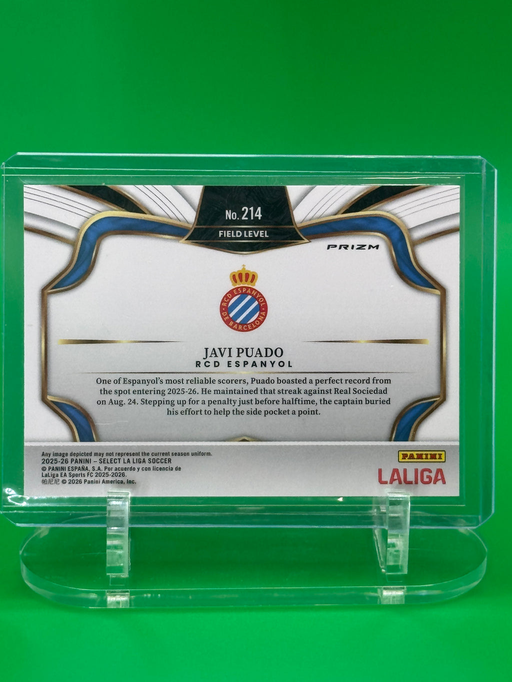 2025-26 Panini Select La Liga White Sparkle Limited Release JAVI PUADO Field Level RCD Espanyol EA Sports FC