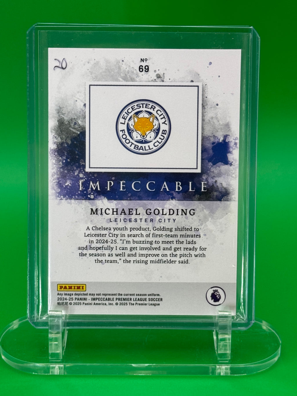 2024-25 Panini Impeccable Michael Golding Rookie 05/25 Leicester City Premier League