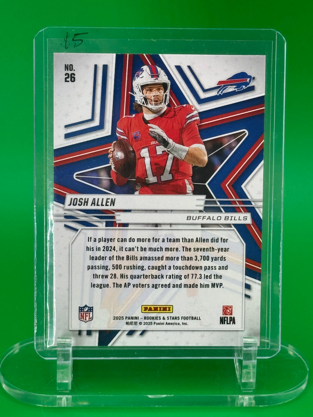 2025 Panini Rookie & Stars Josh Allen Purple Parallel 541/999 Buffalo Bills