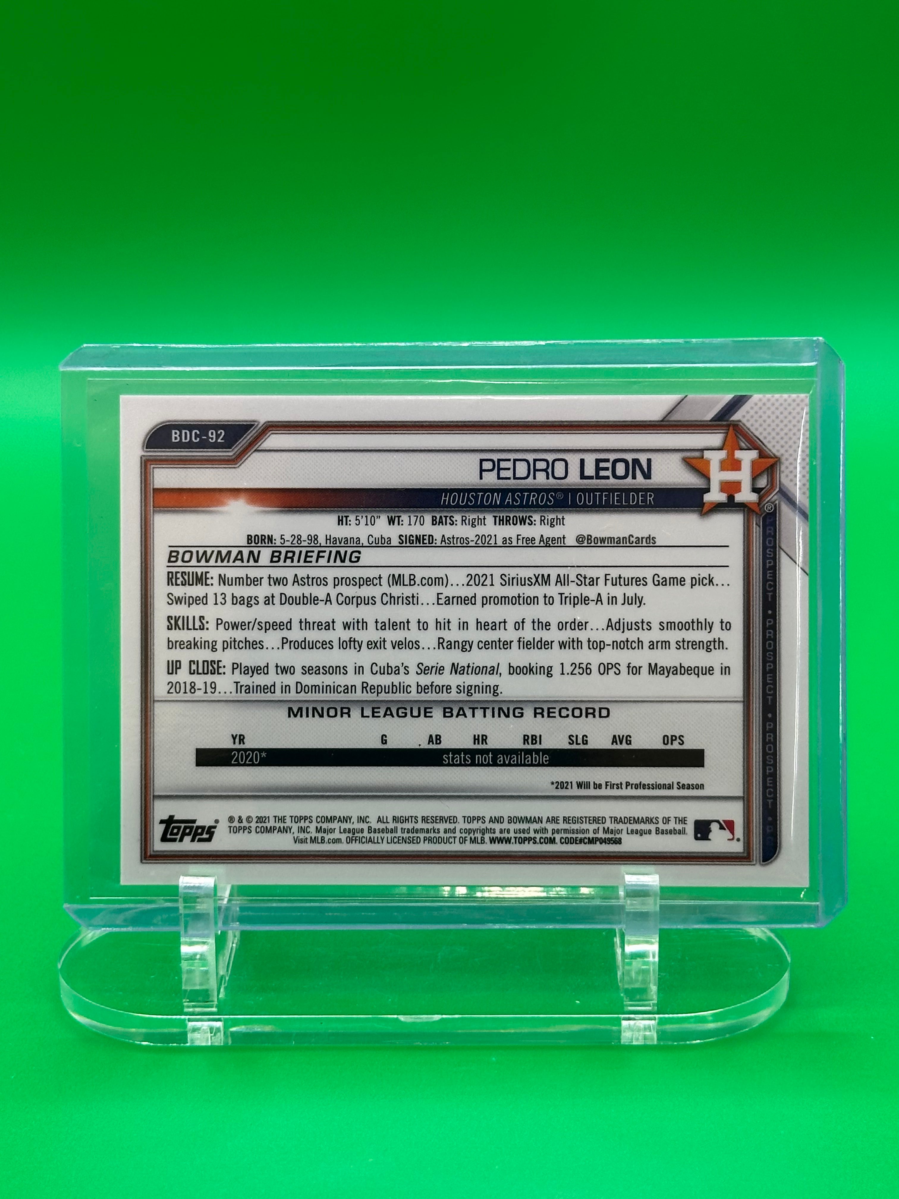Pedro Leon 2021 Bowman Chrome Aqua Lava Refractor #76/199 Baseball Card