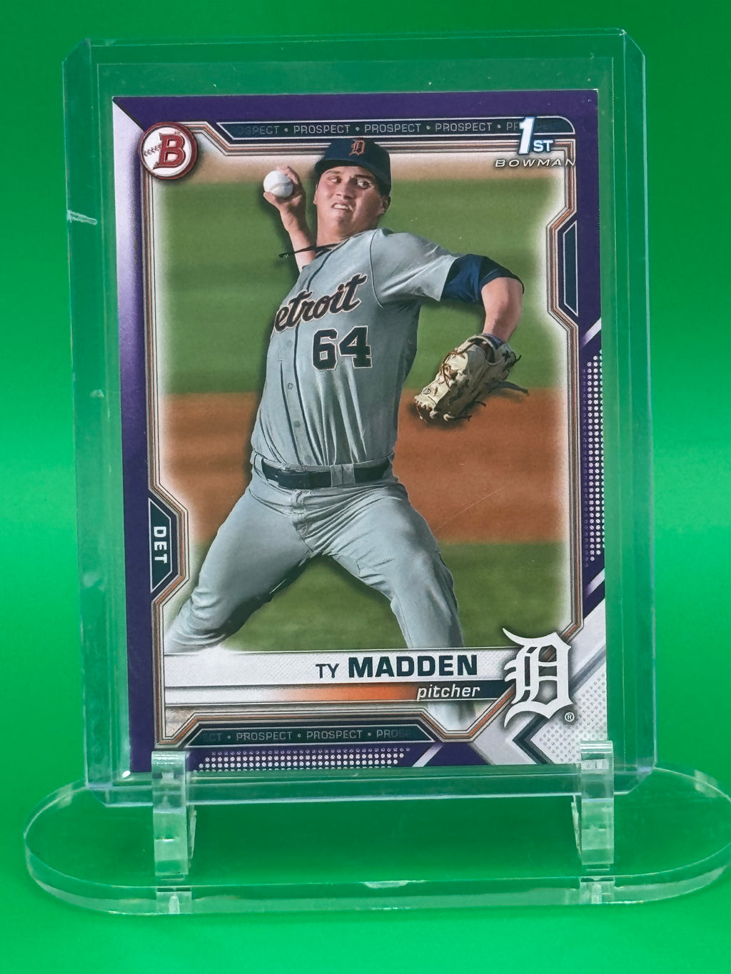 2021 Bowman Ty Madden Purple Parallel #221/250 Detroit Tigers
