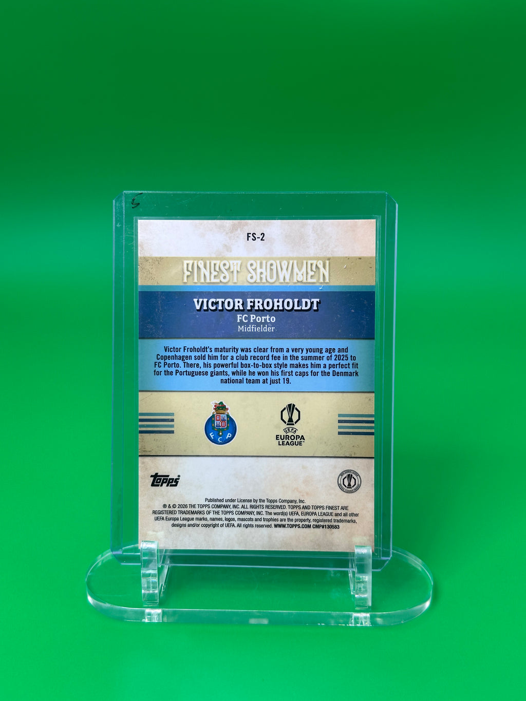 2025-26 Topps Finest UEFA Victor Froholdt Rookie Finest Showmen Refractor