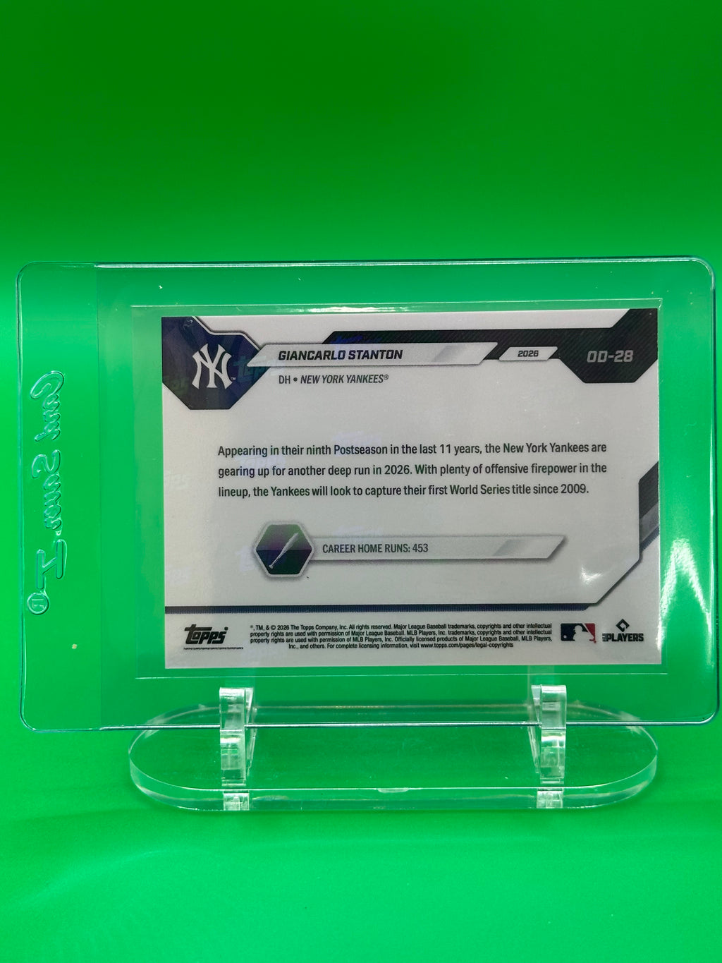 Giancarlo Stanton 2026 Topps Now Road To Opening Day Baseball Card