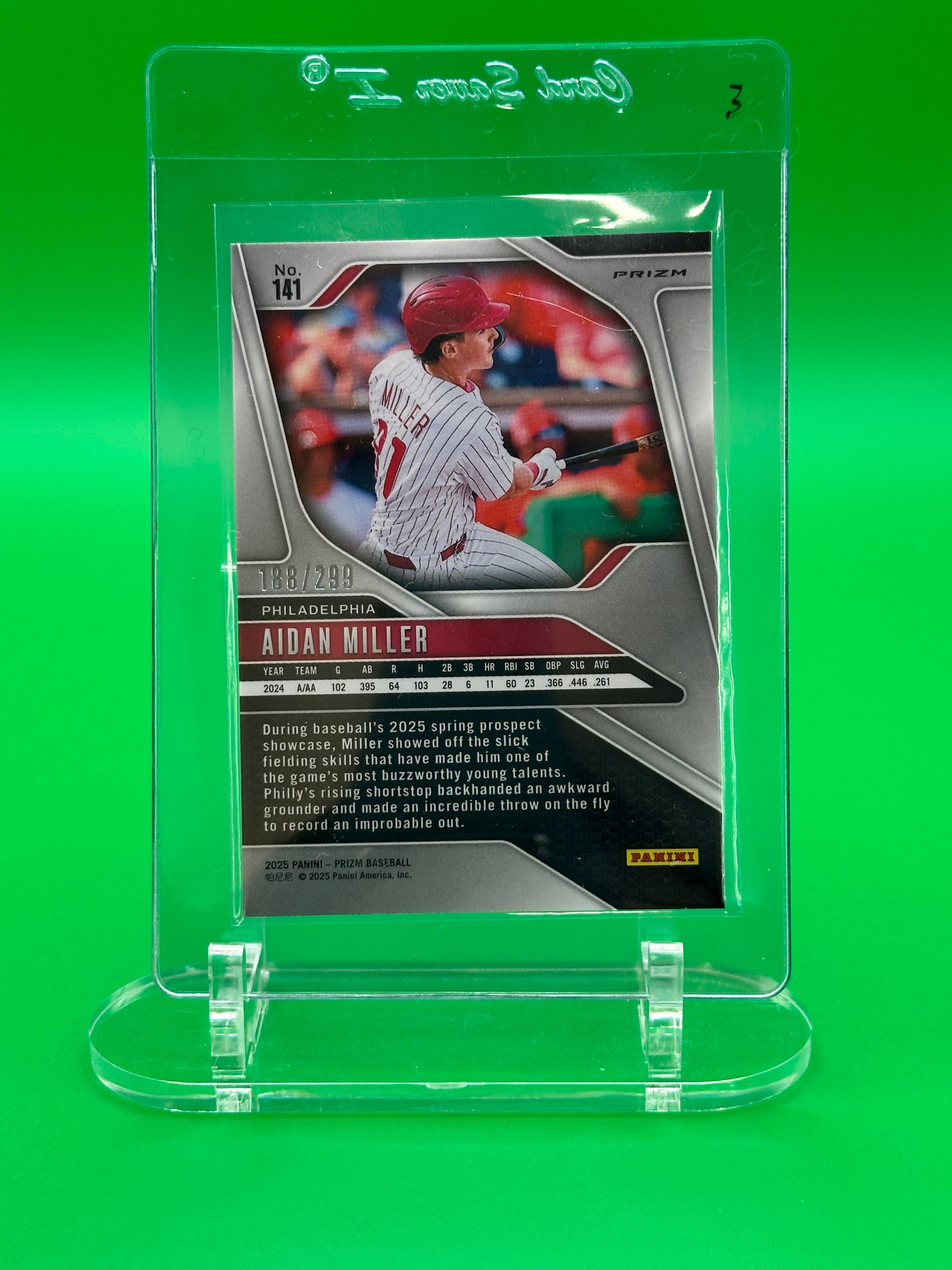 Aidan Miller 2025 Panini Prizm Red Refractor #188/299 Baseball Card