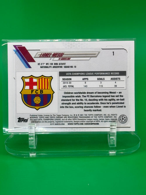 2021 Topps Chrome UEFA Champions League Lionel Messi Base Card FC Barcelona