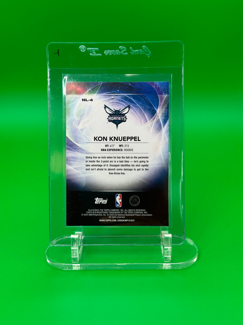 2025 Topps Kon Knueppel No Limit Insert Rookie RC Charlotte Hornets