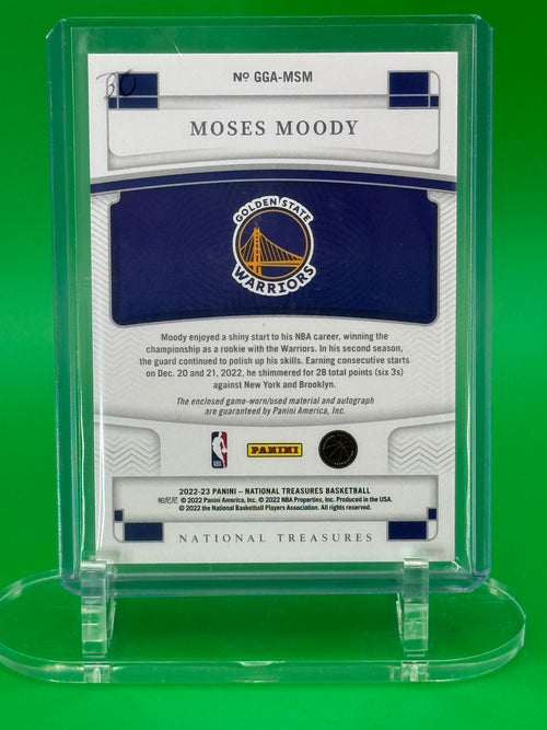 2022-23 National Treasures Moses Moody Game Gear Patch Auto /99 Golden State Warriors