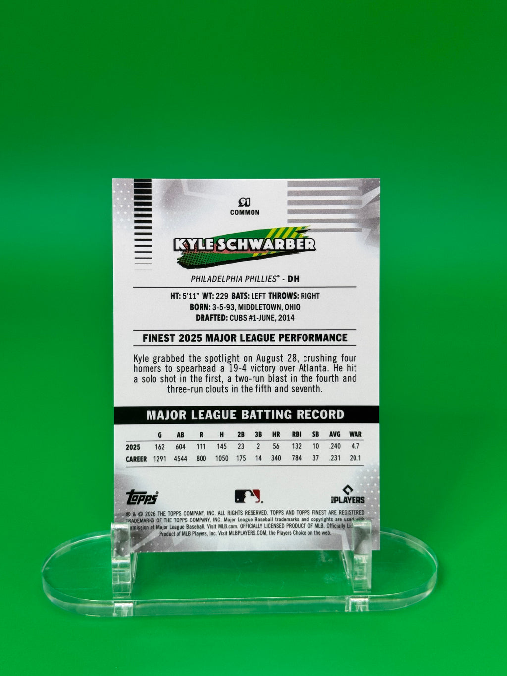 2026 Topps Finest MLB Kyle Schwarber Molten Mercury SSP #09/11