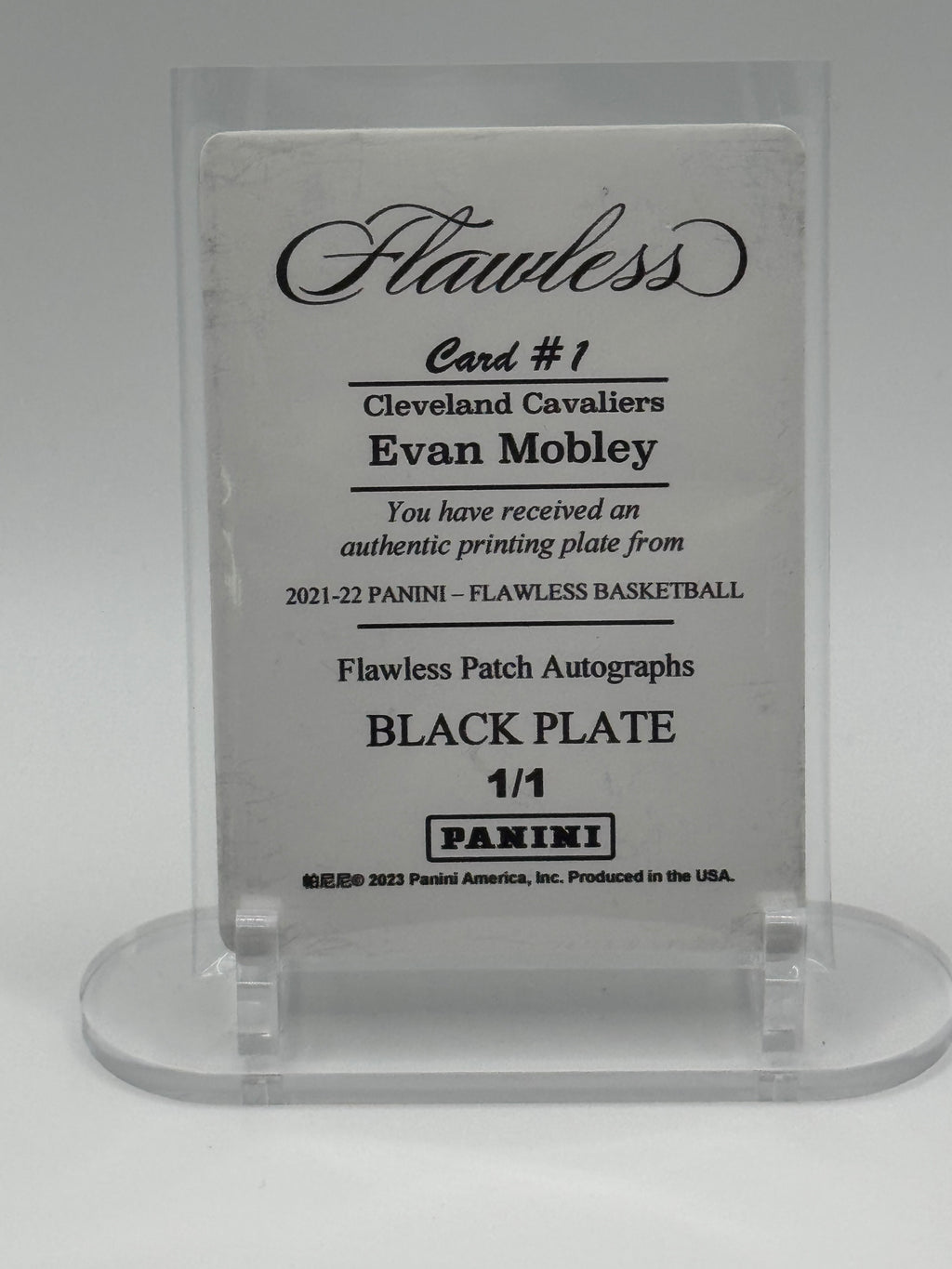 2021-22 Panini Flawless Basketball Evan Mobley Black Printing Plate 1/1 Rookie Cavaliers