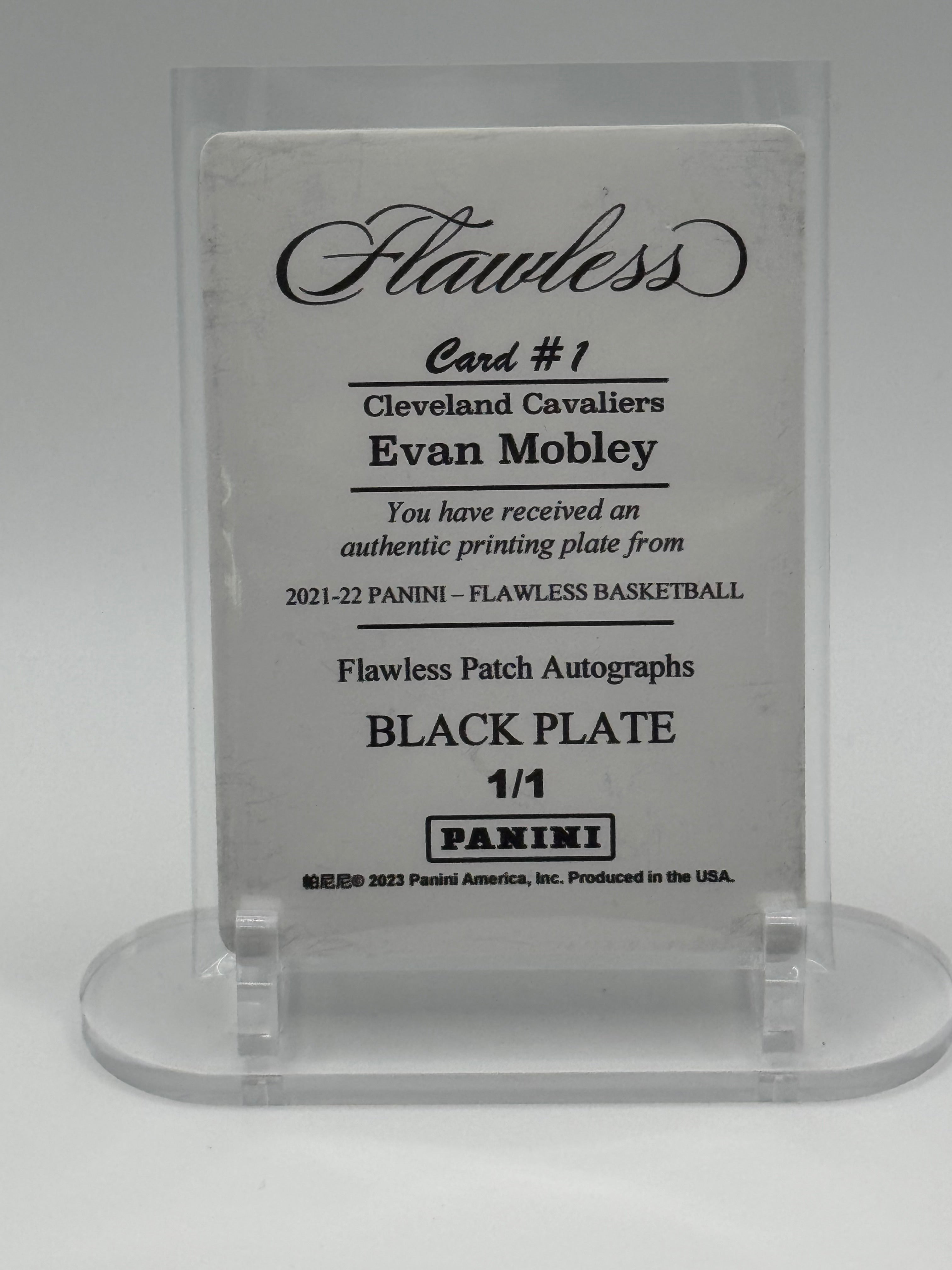 2021-22 Panini Flawless Basketball Evan Mobley Black Printing Plate 1/1 Rookie Cavaliers