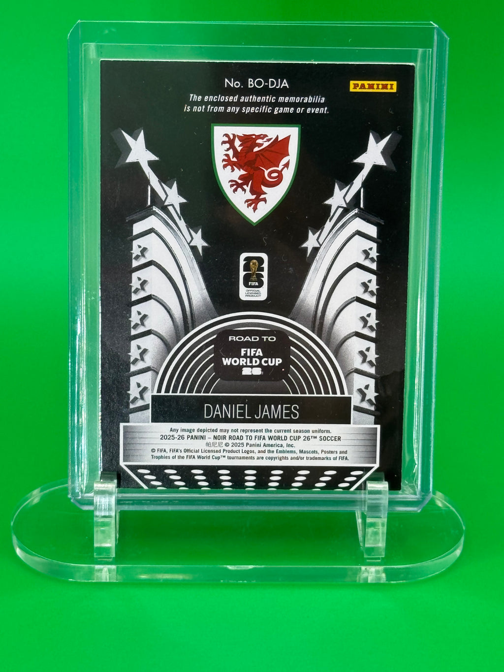 DANIEL JAMES 2025 PANINI NOIR ROAD TO FIFA WORLD CUP BOX OFFICE MATERIALS PATCH 50/70 WALES