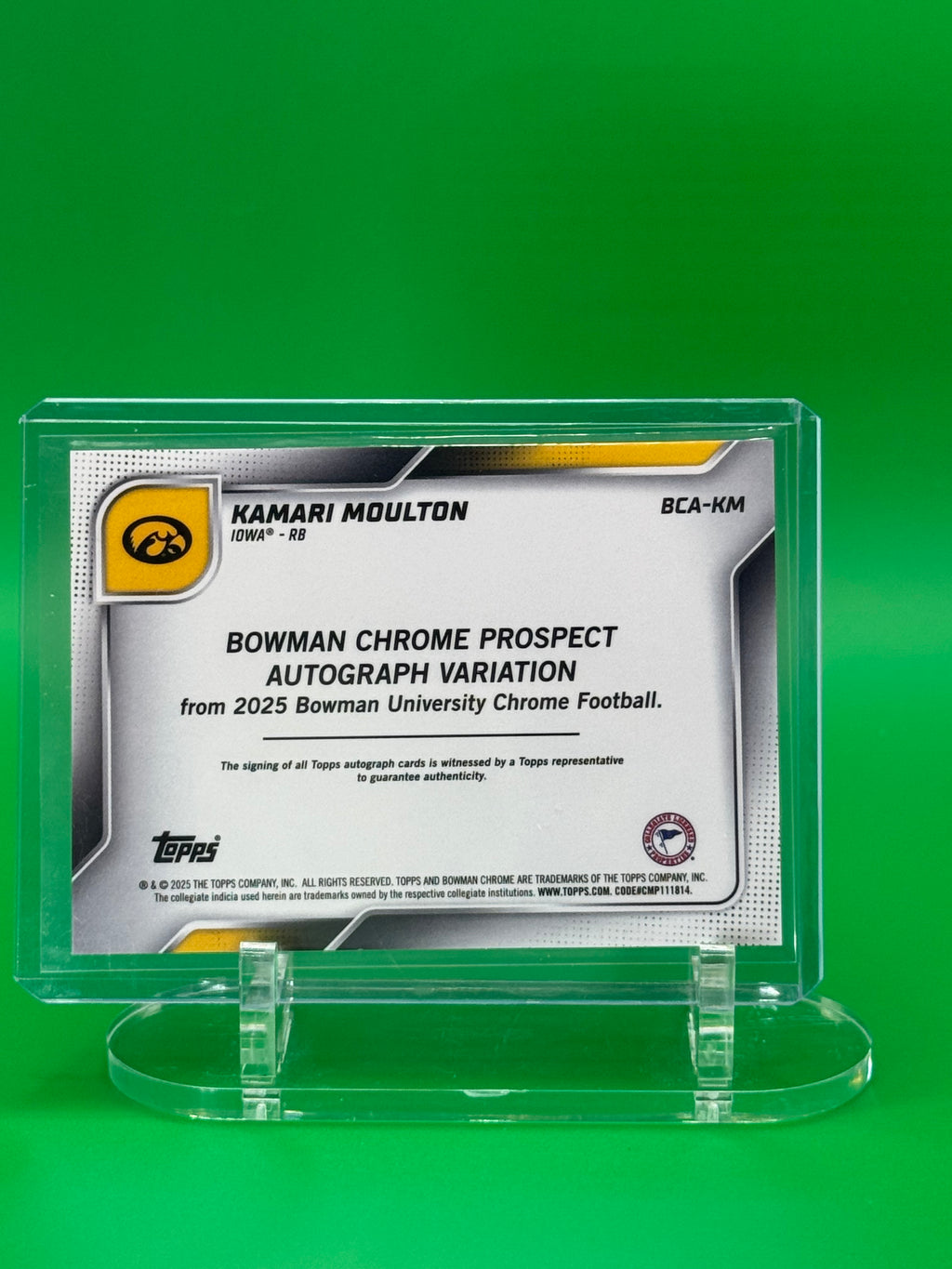 2025 Bowman Chrome University Kamari Moulton Auto Blue Refractor #119/150 Iowa Hawkeyes