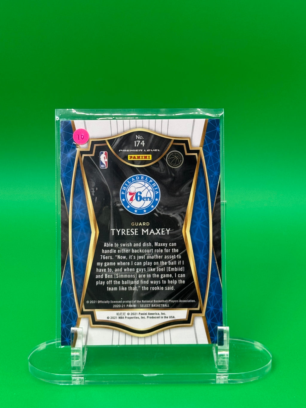 2021 Panini Select Tyrese Maxey Premier Level Philadelphia 76ers