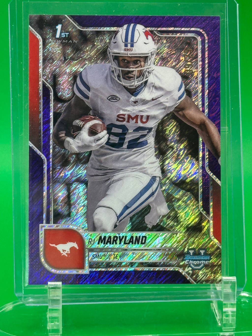 2025 Bowman Chrome University RJ Maryland Purple Refractor #9/75 SMU Mustangs