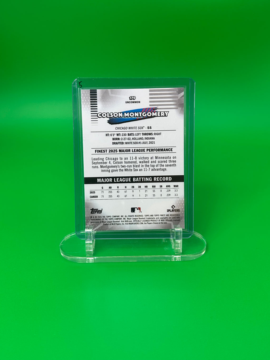 2026 Topps Finest Colson Montgomery Uncommon X-Fractor RC