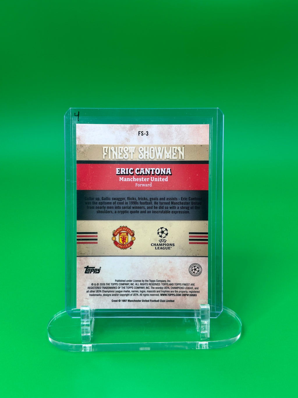 2025-26 Topps Finest UEFA Eric Cantona Finest Showmen Refractor