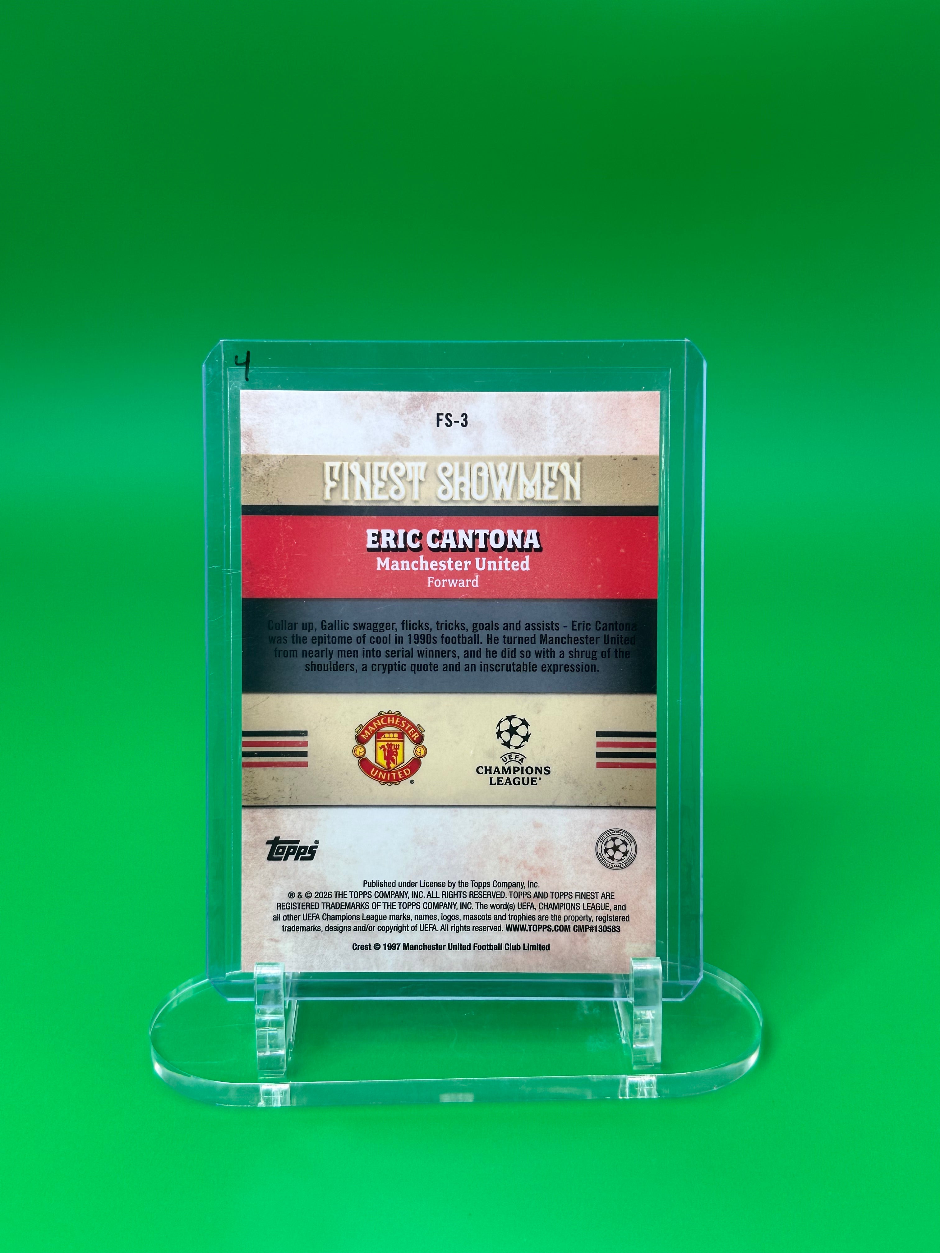 2025-26 Topps Finest UEFA Eric Cantona Finest Showmen Refractor