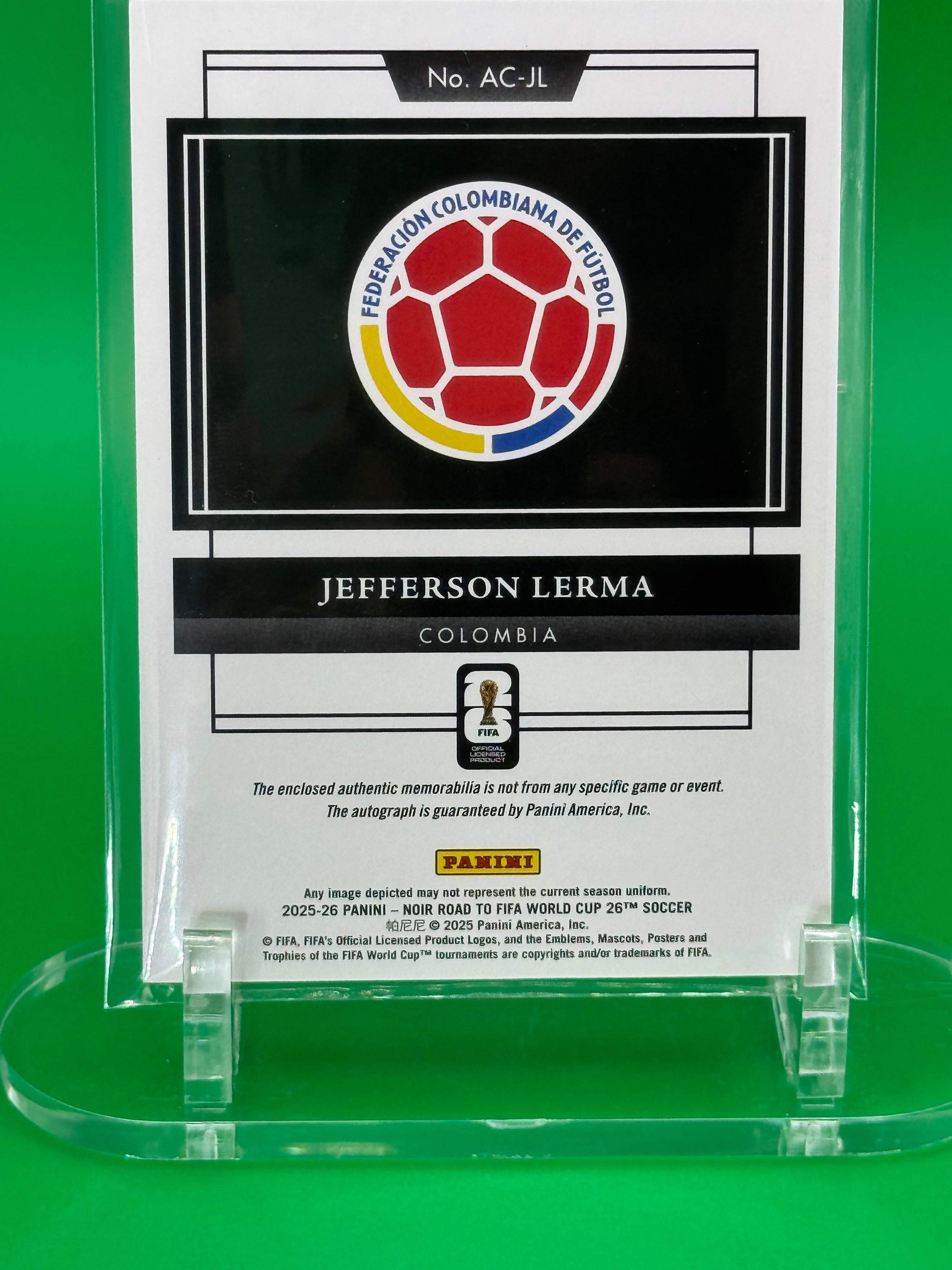 JEFFERSON LERMA 2025 PANINI NOIR PATCH AUTO 04/25 COLOMBIA